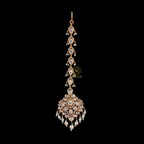 Ishanya Pearl Polki Designer Maangtika
