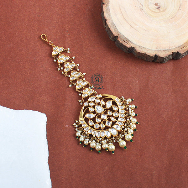 Shriya Emerald Green Polki Designer Maangtika