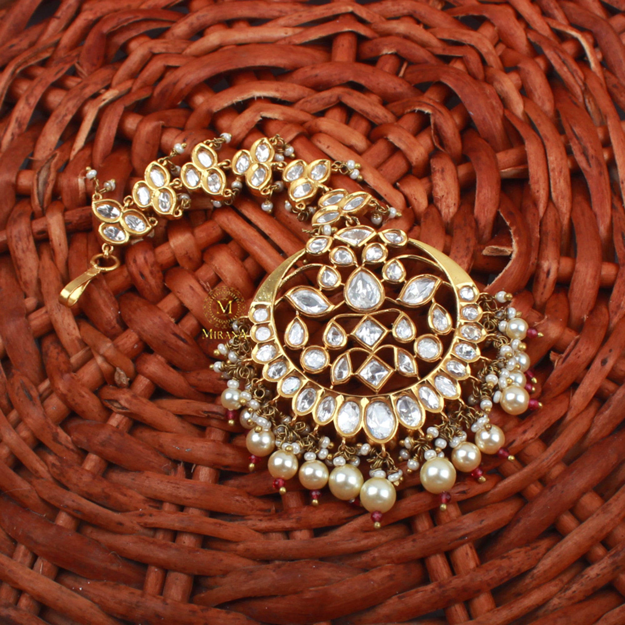 Shriya Ruby Polki Designer Maangtika