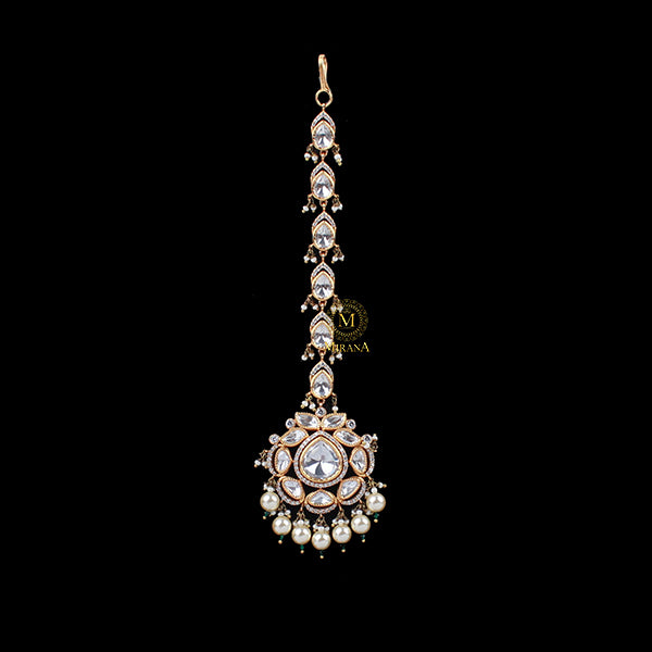 Sitara Emerald Green Polki Designer Maangtika