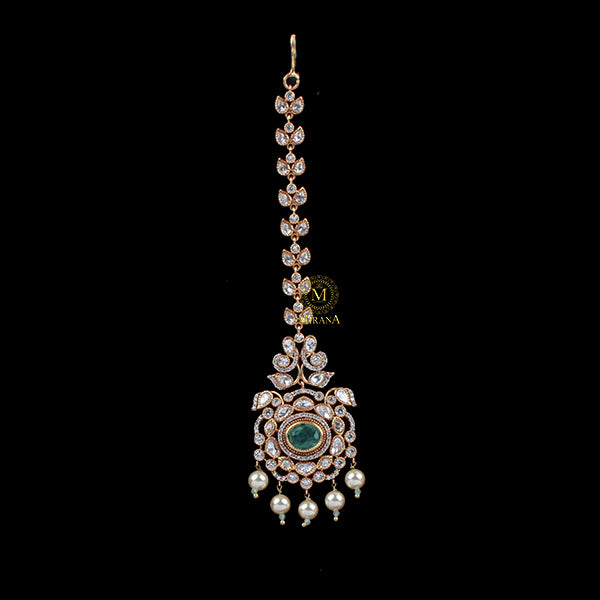 Simran Mint Green Polki Designer Maangtika