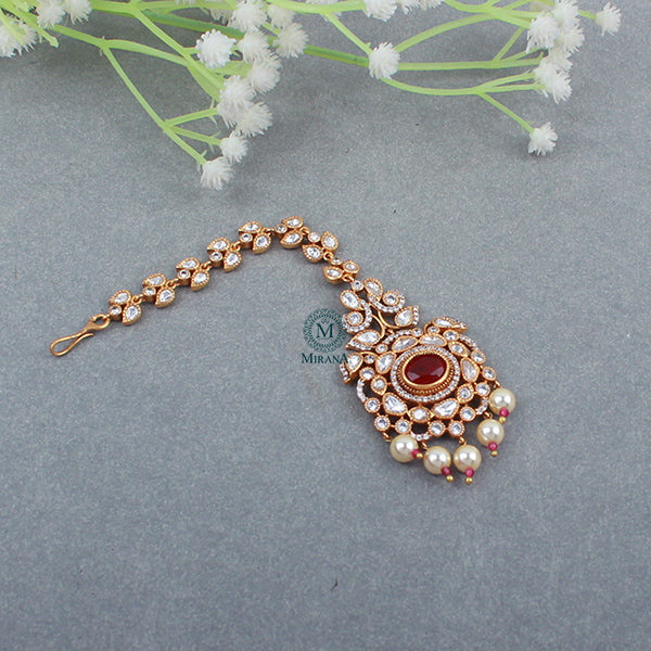 Simran Ruby Polki Designer Maangtika