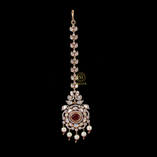 Simran Ruby Polki Designer Maangtika