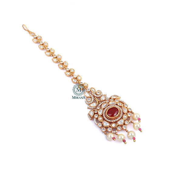 Simran Ruby Polki Designer Maangtika
