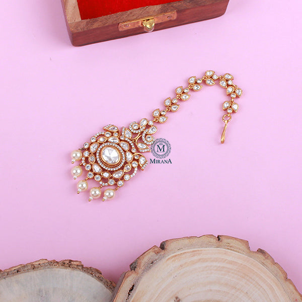 Simran Pearl Polki Designer Maangtika