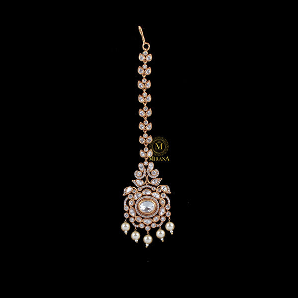 Simran Pearl Polki Designer Maangtika