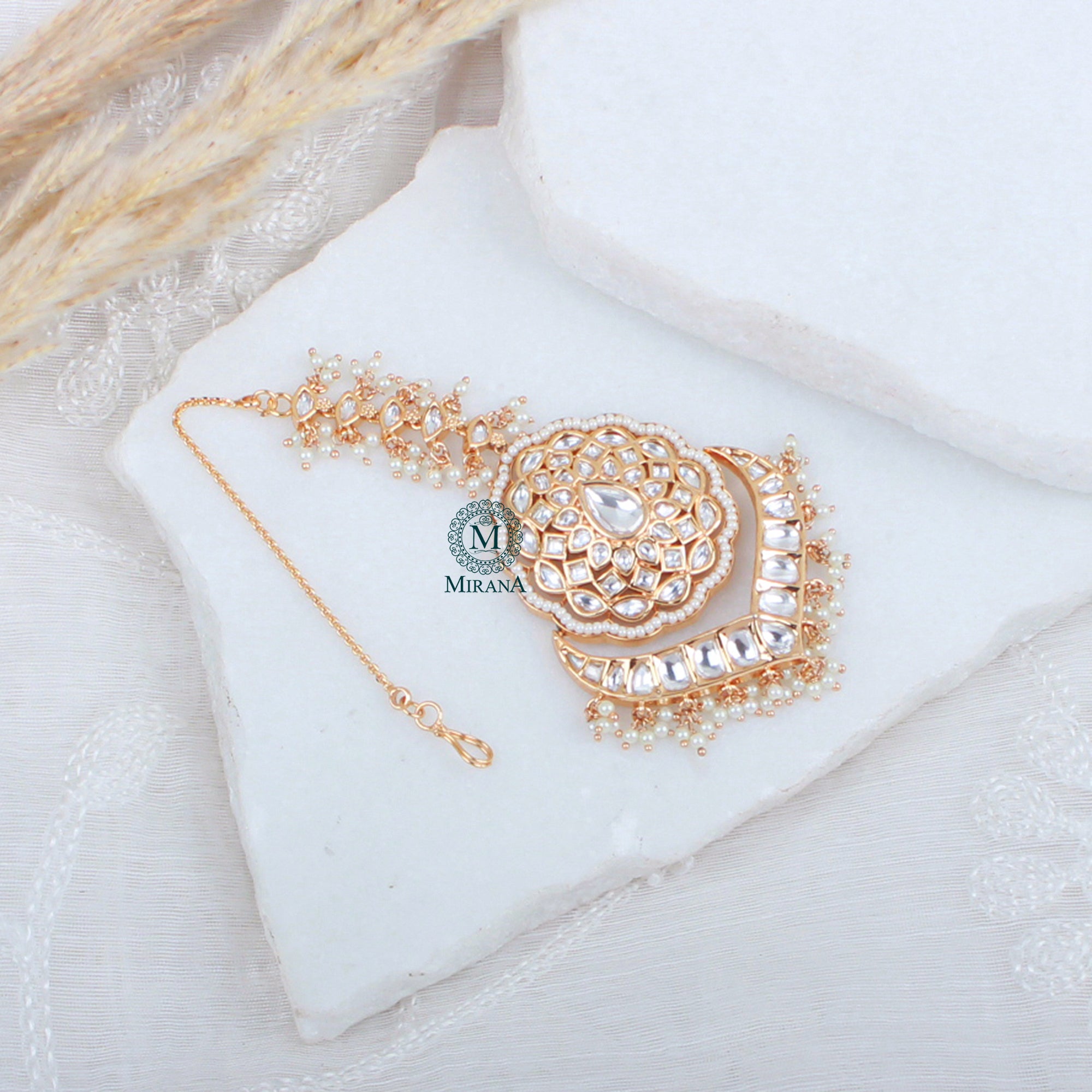 Kanishka Pearl Polki Designer Maangtika