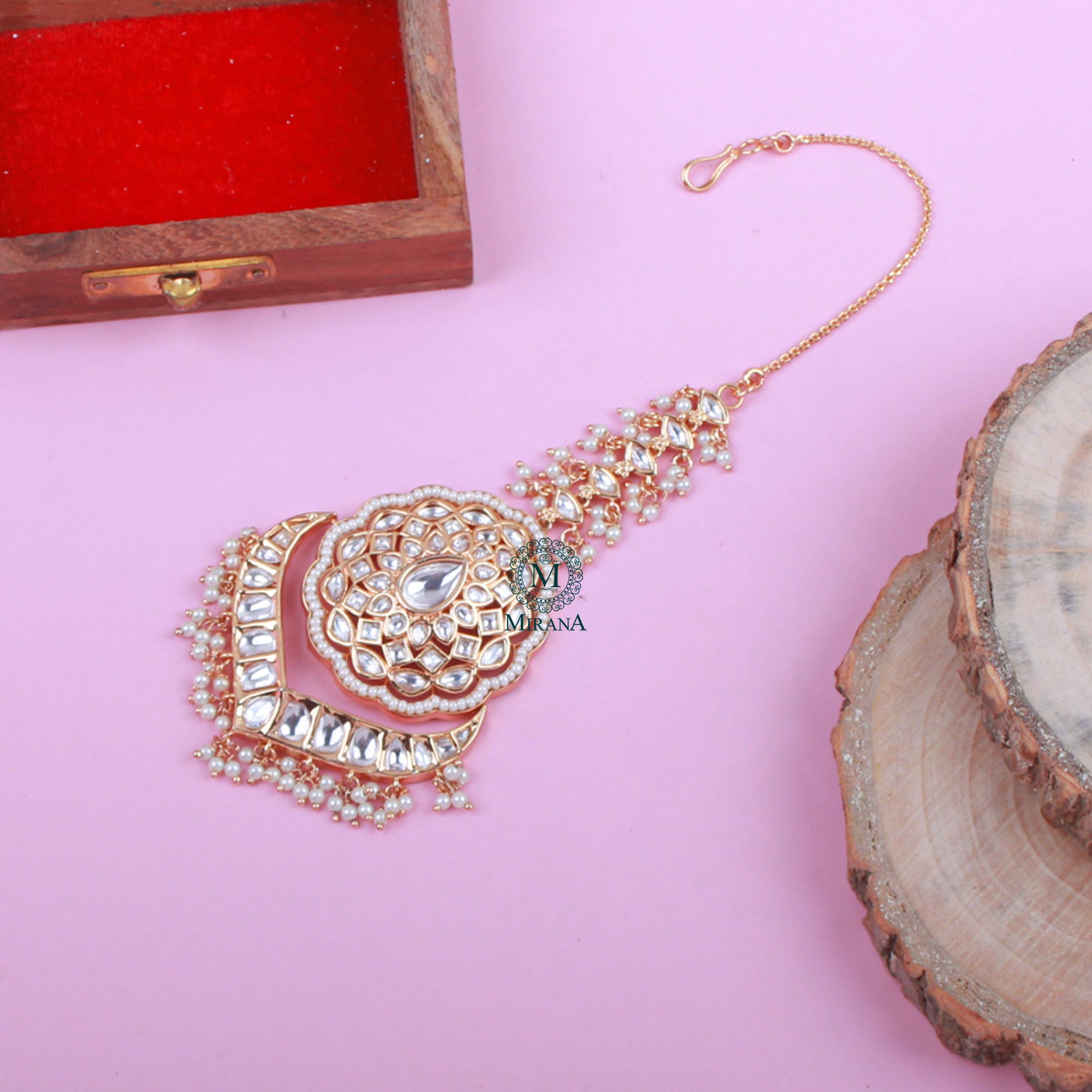 Kanishka Pearl Polki Designer Maangtika