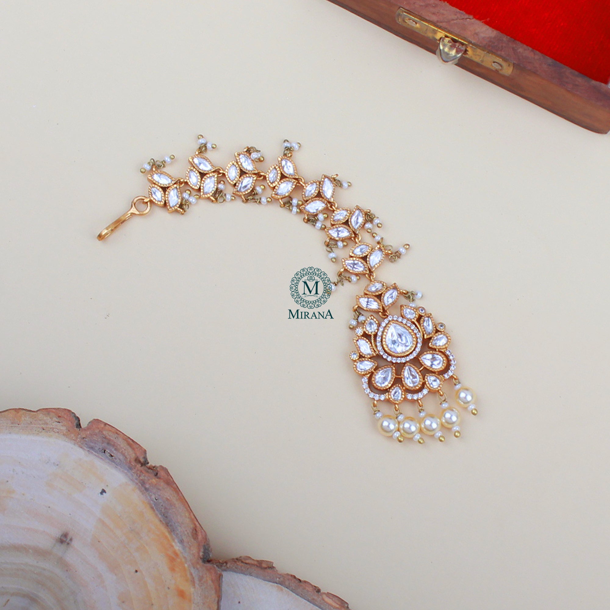 Shivika Pearl Polki Designer Maangtika