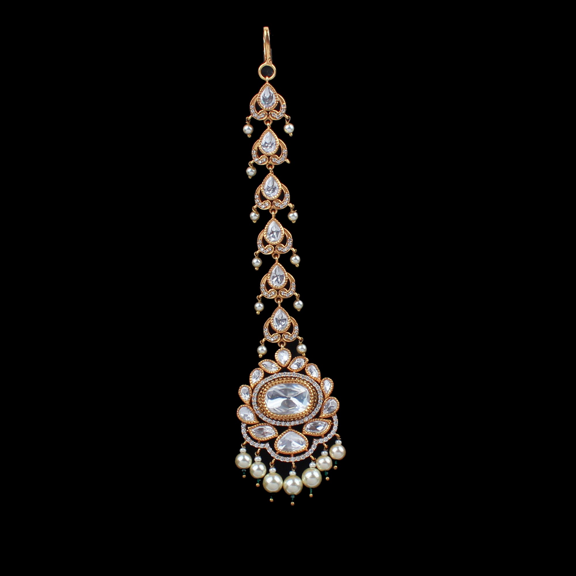 Kashmira Emerald Green Polki Maangtika