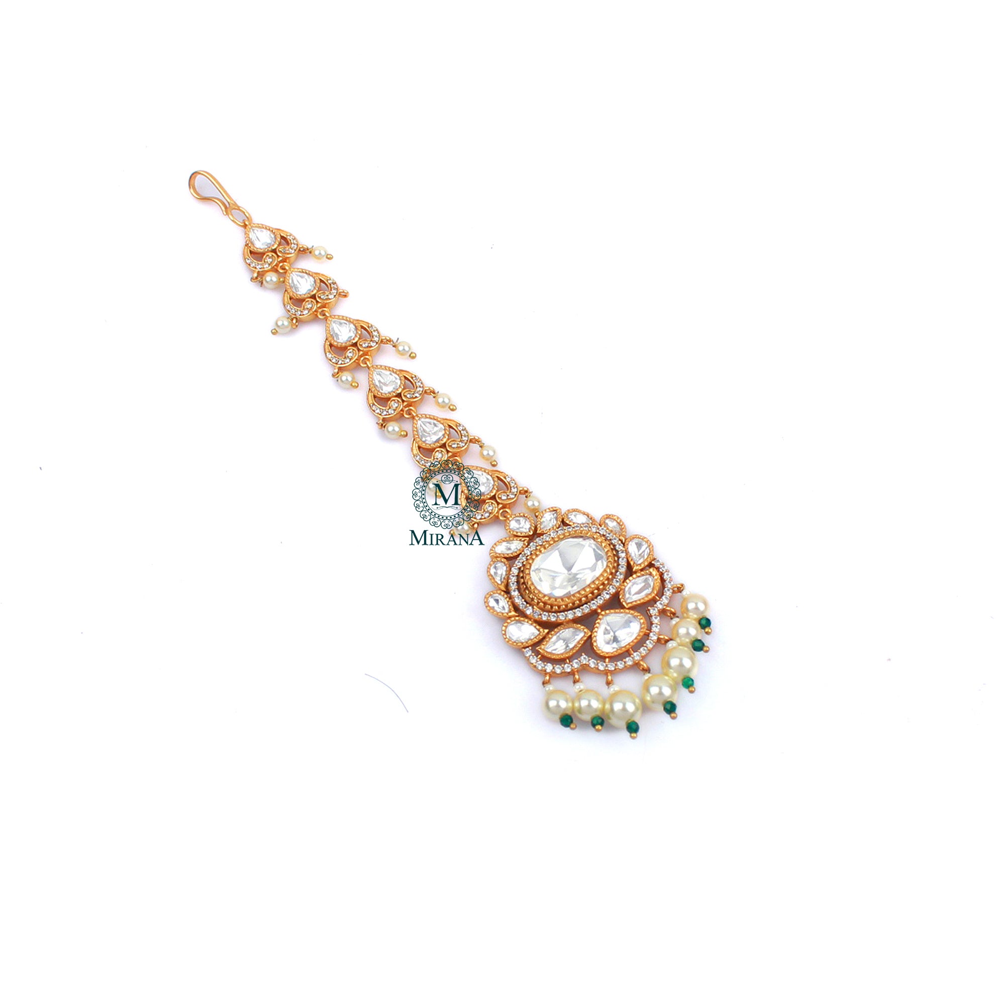 Kashmira Emerald Green Polki Maangtika