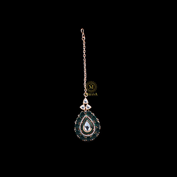 Morya Emerald Green Polki Maangtika