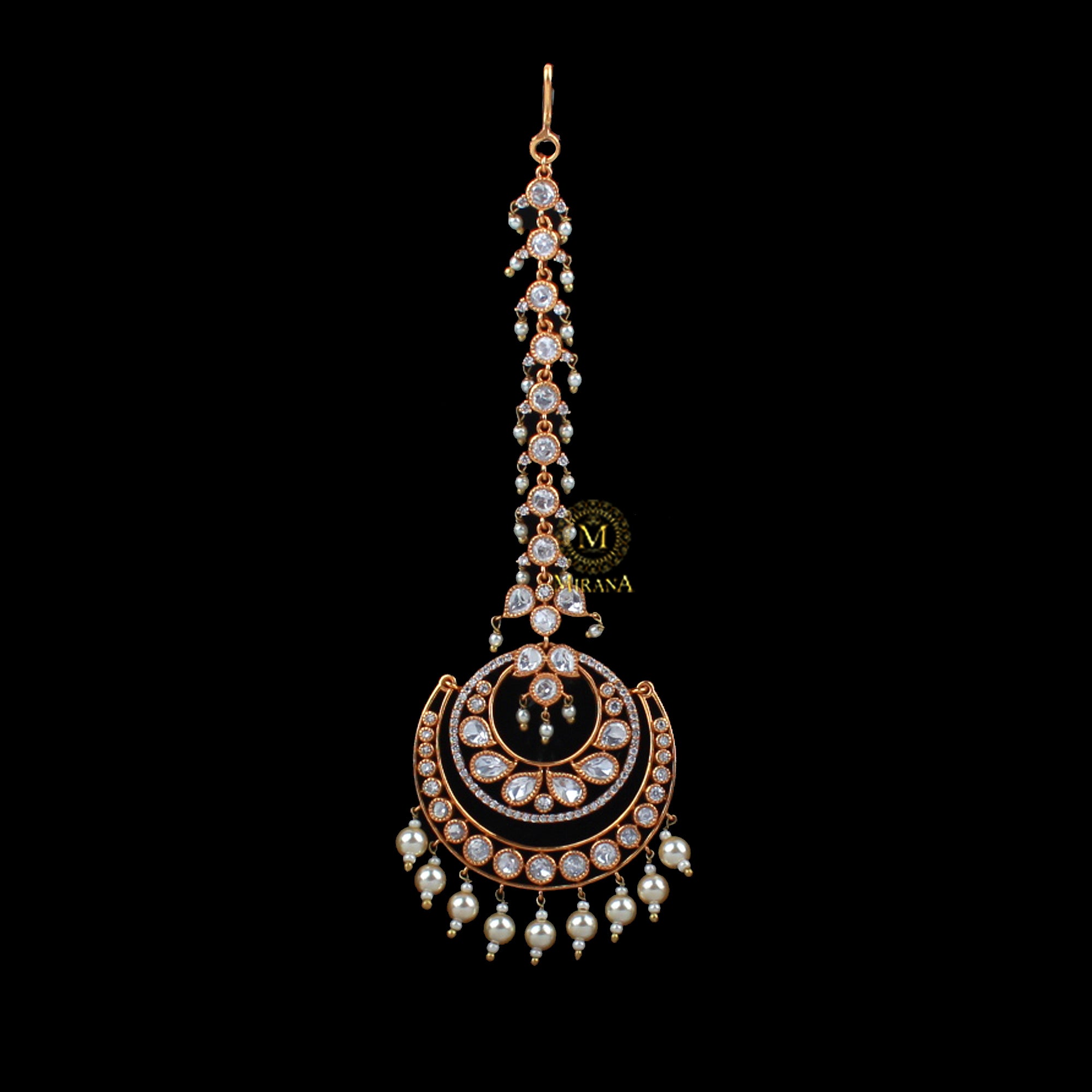 Ritashi Pearl Polki Designer Maangtika