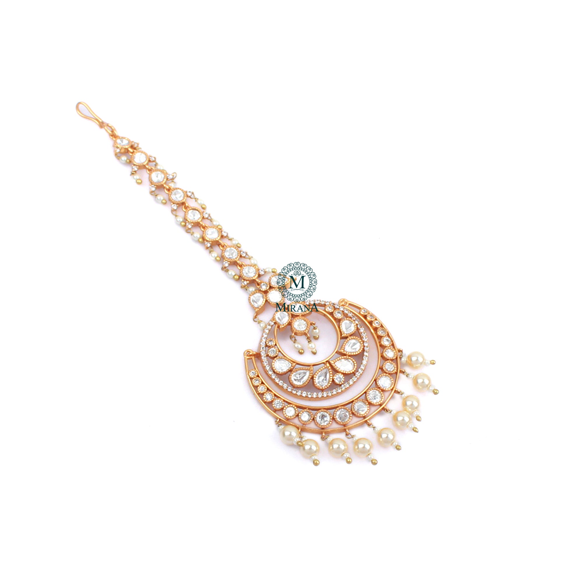 Ritashi Pearl Polki Designer Maangtika