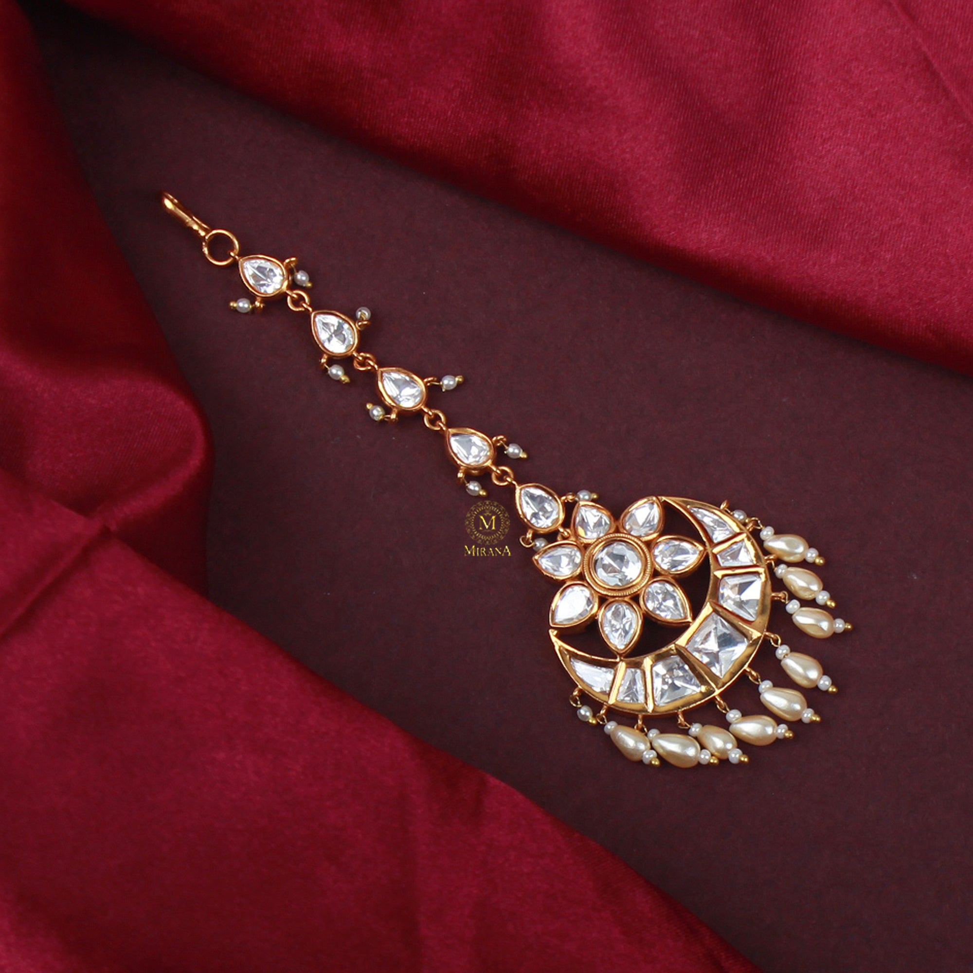 Supriya Pearl Polki Designer Maangtika