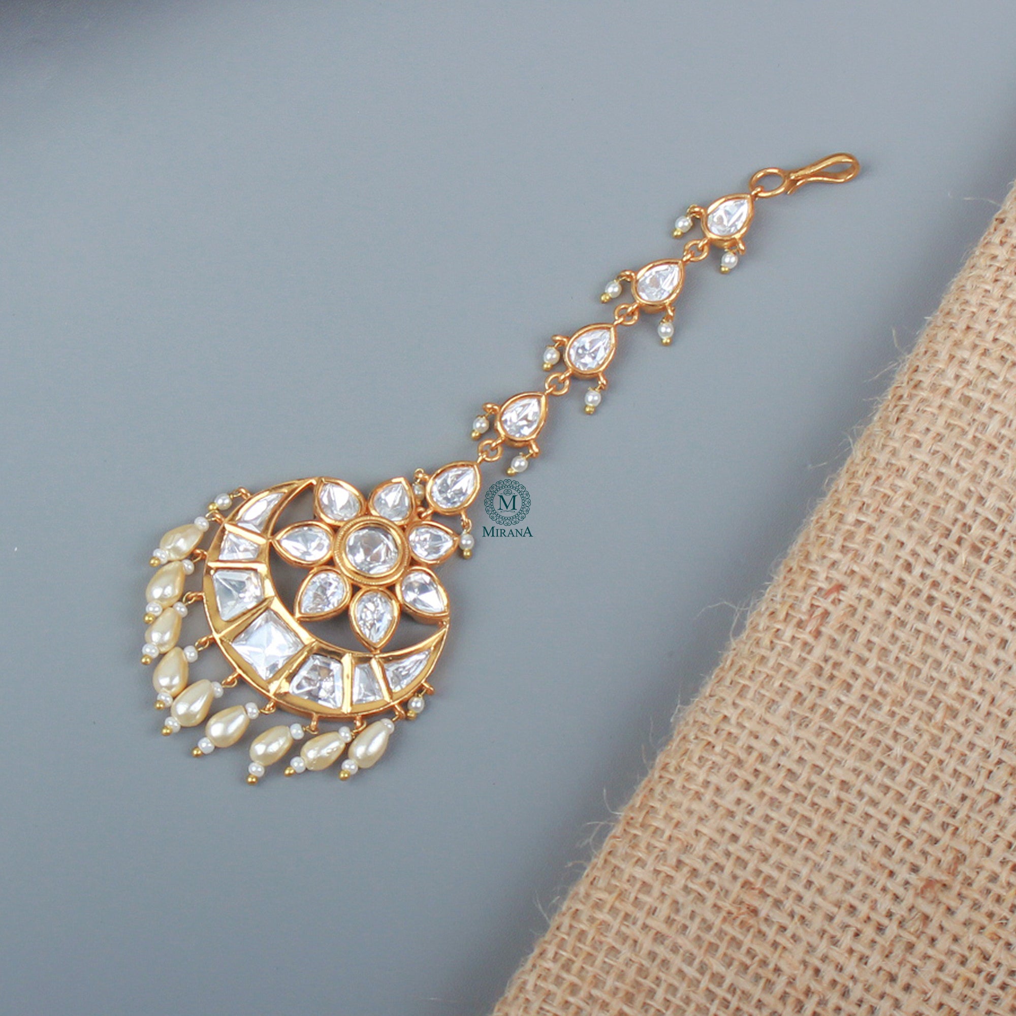 Supriya Pearl Polki Designer Maangtika