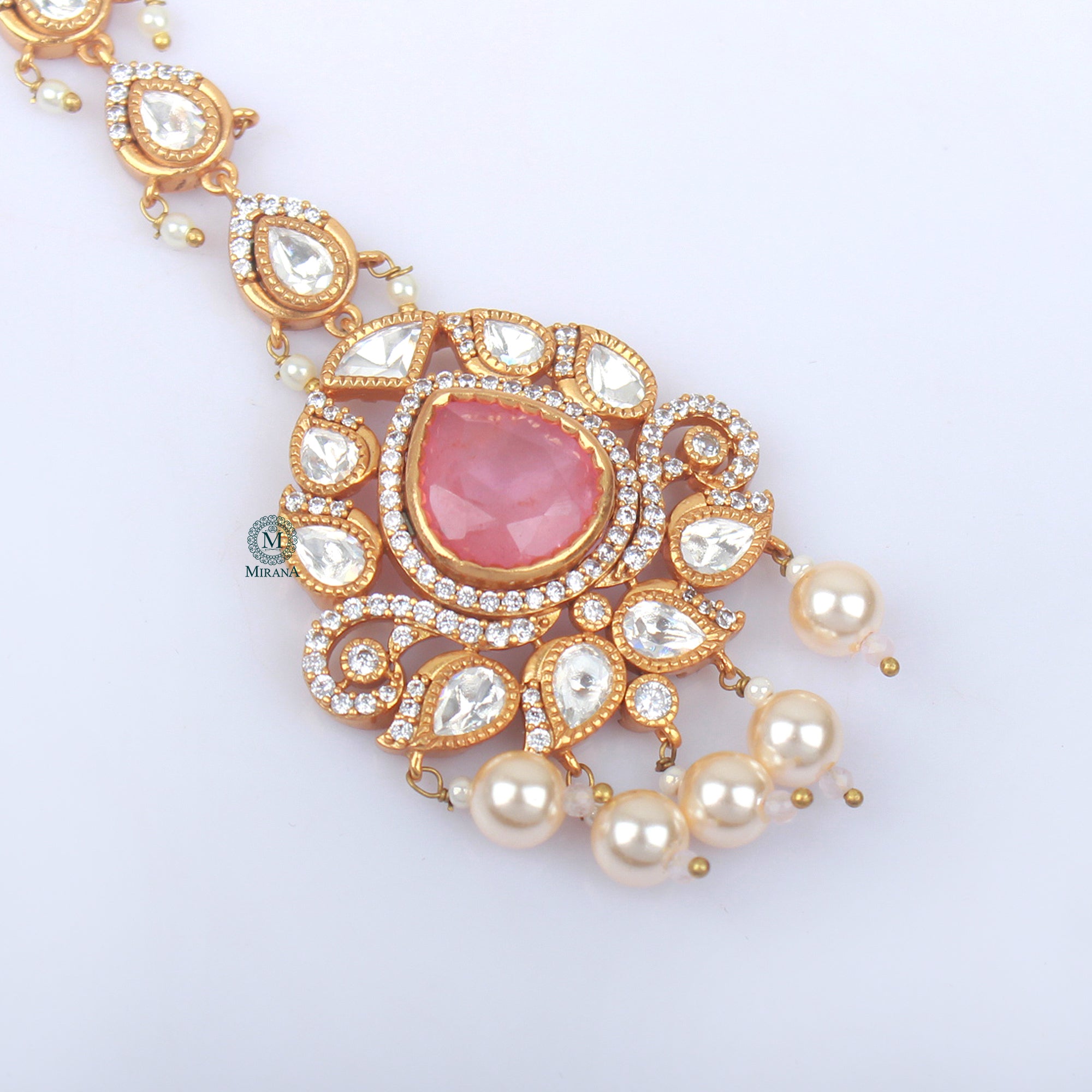 Leela Pearl Polki Designer Tika