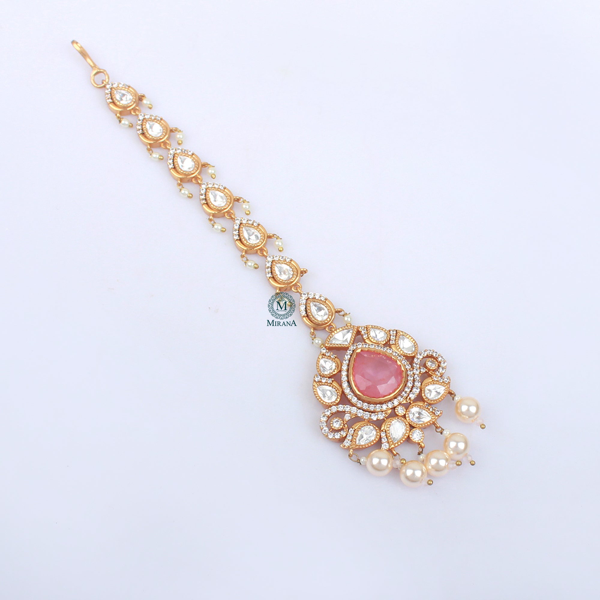 Leela Pearl Polki Designer Tika