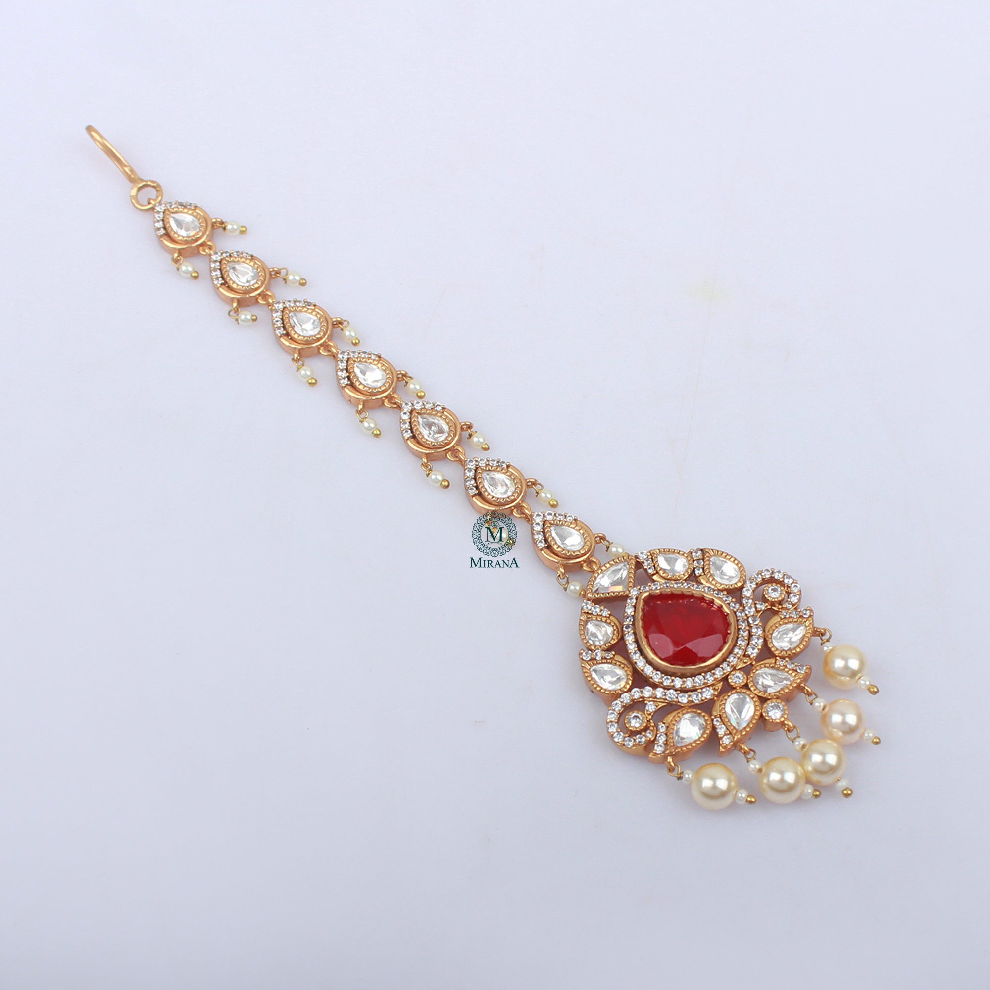 Leela Pearl Polki Designer Tika