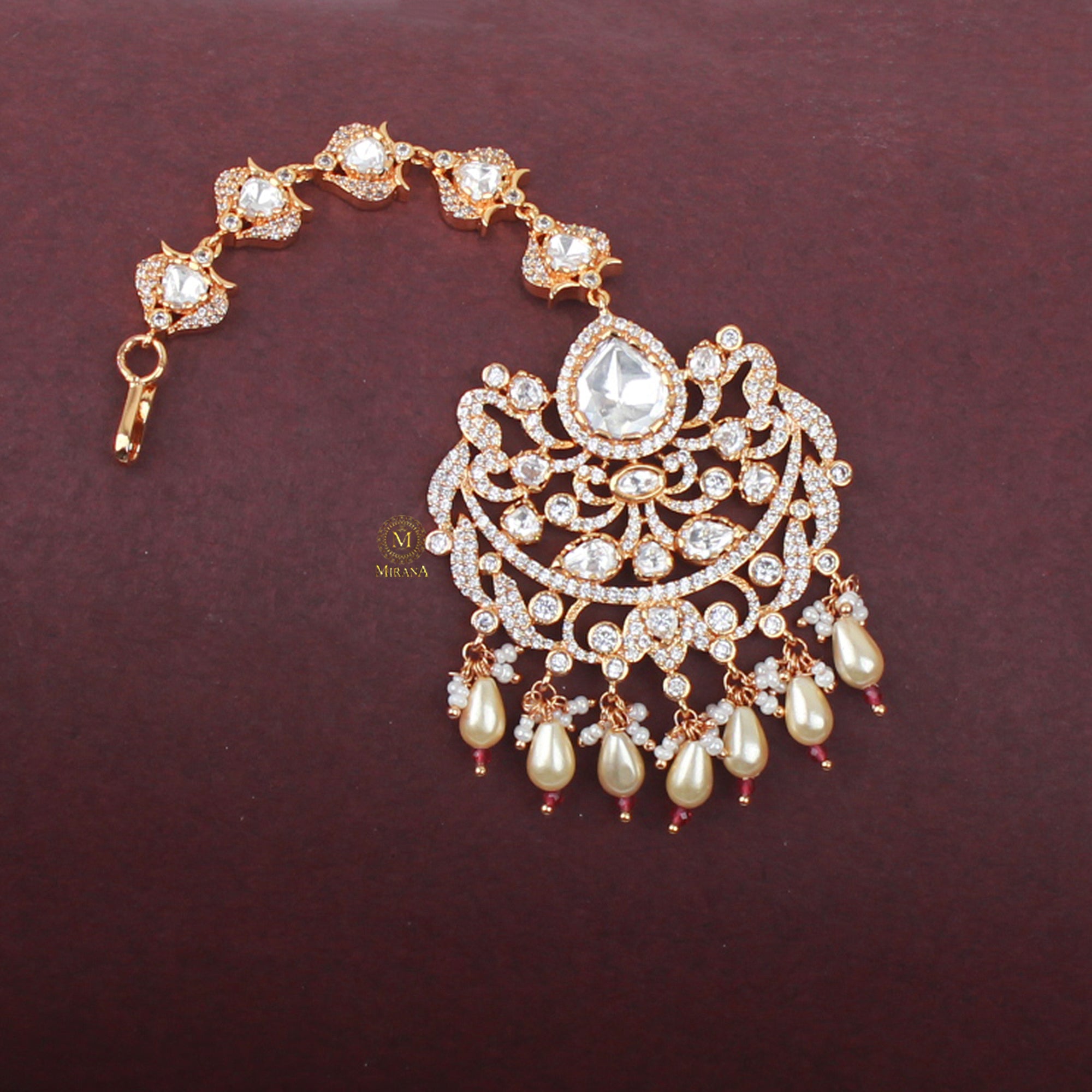 Adrika Pearl Polki Designer Maangtika