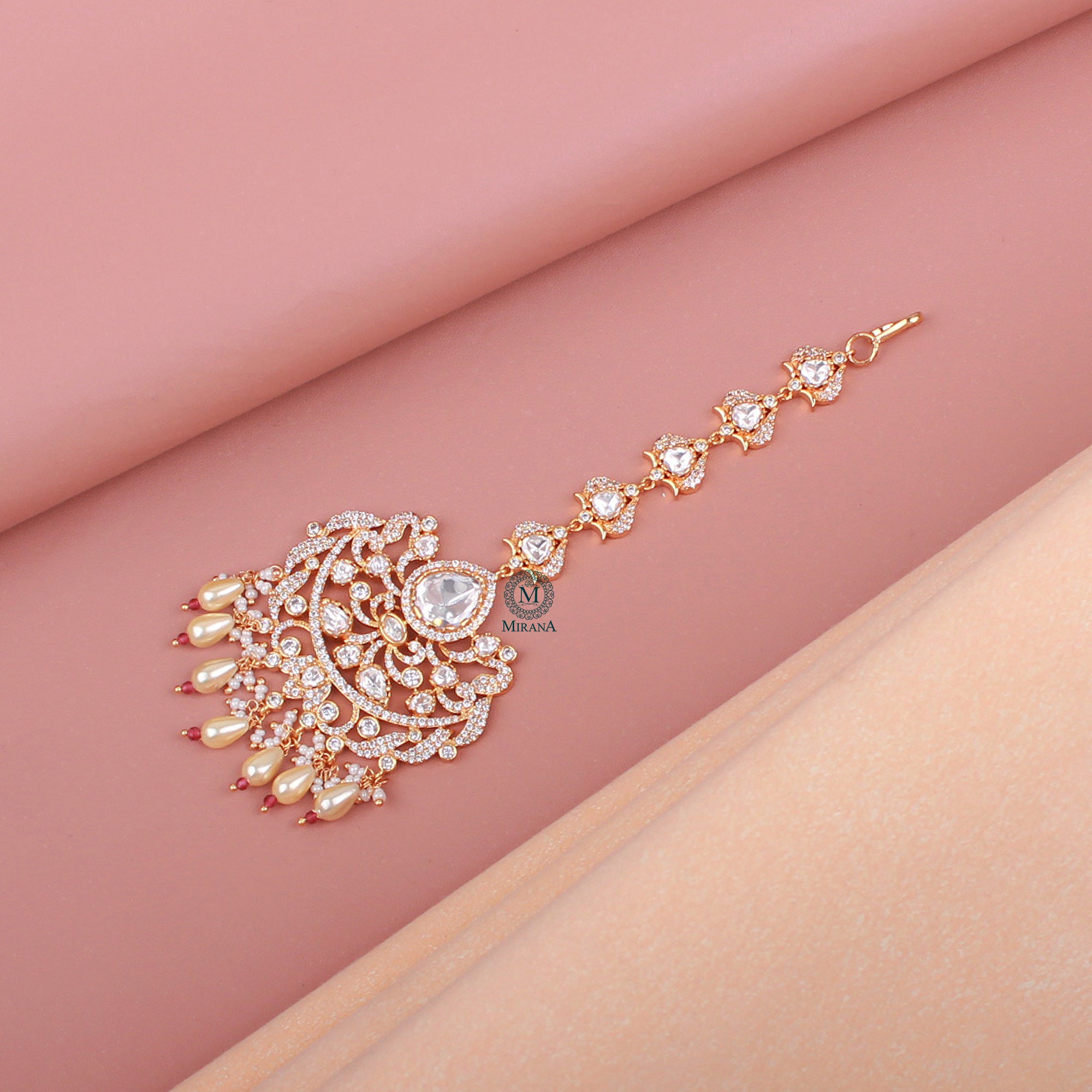 Adrika Pearl Polki Designer Maangtika