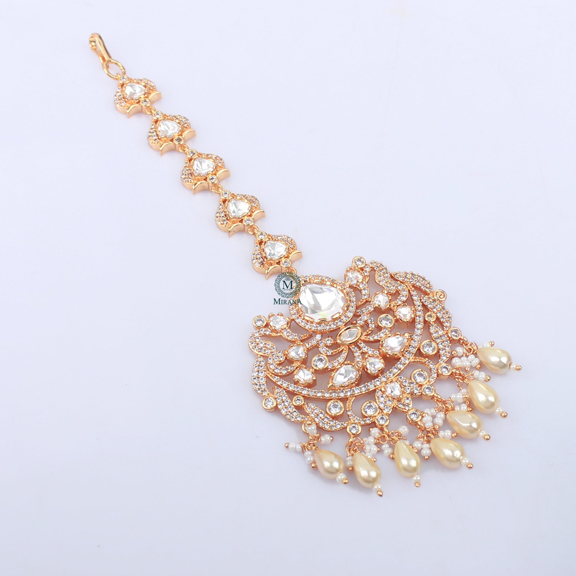 Adrika Pearl Polki Designer Maangtika