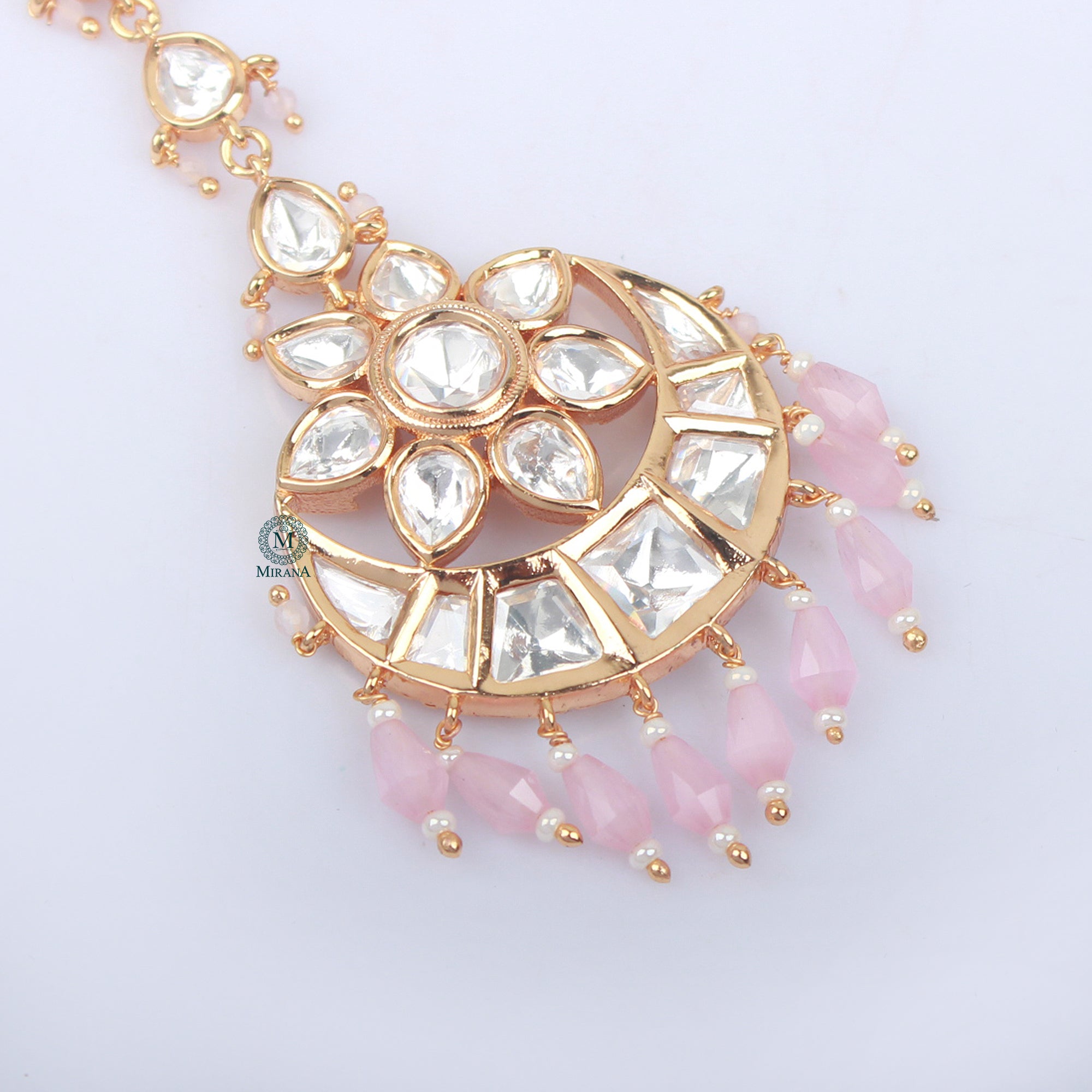 Supriya Pastel Pink Polki Designer Maangtika