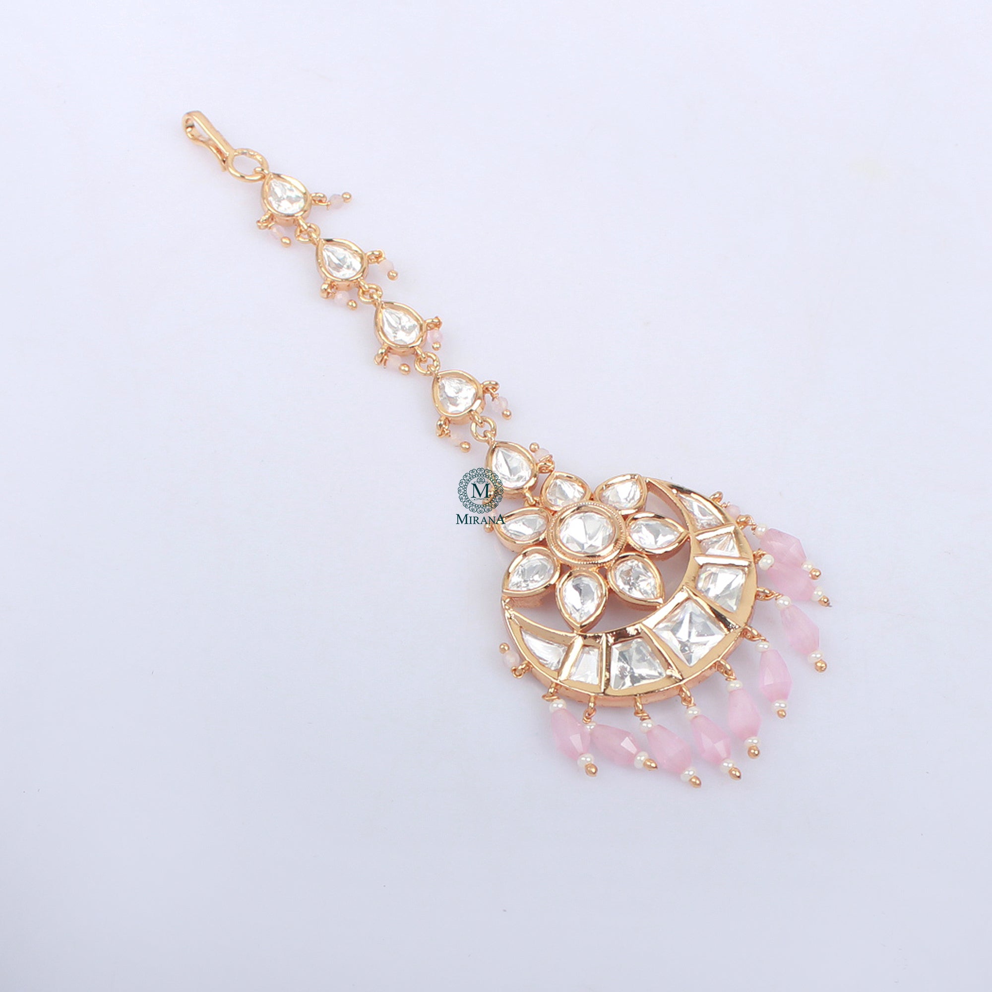 Supriya Pastel Pink Polki Designer Maangtika