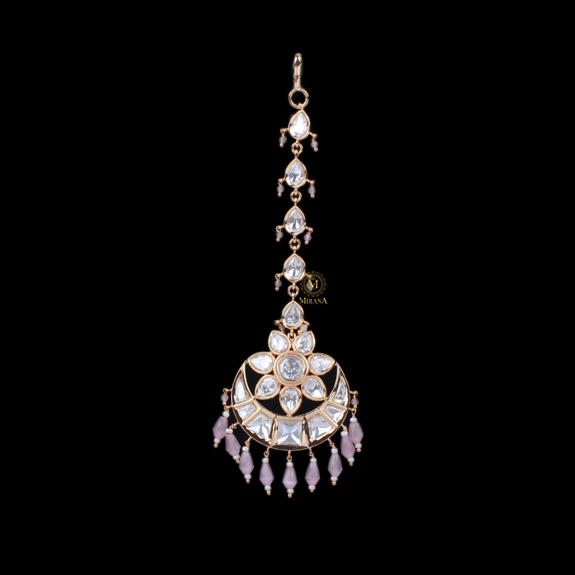 Supriya Pastel Pink Polki Designer Maangtika