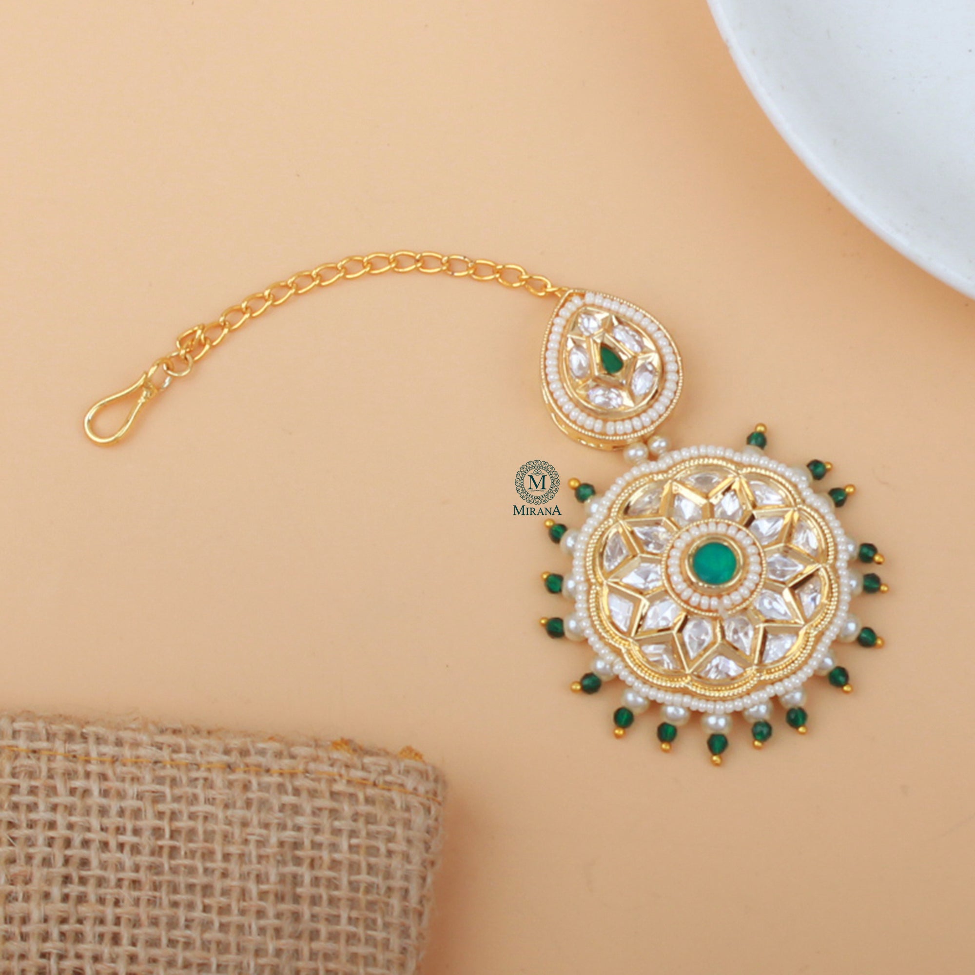 Priya Pearl Polki Designer Maangtika