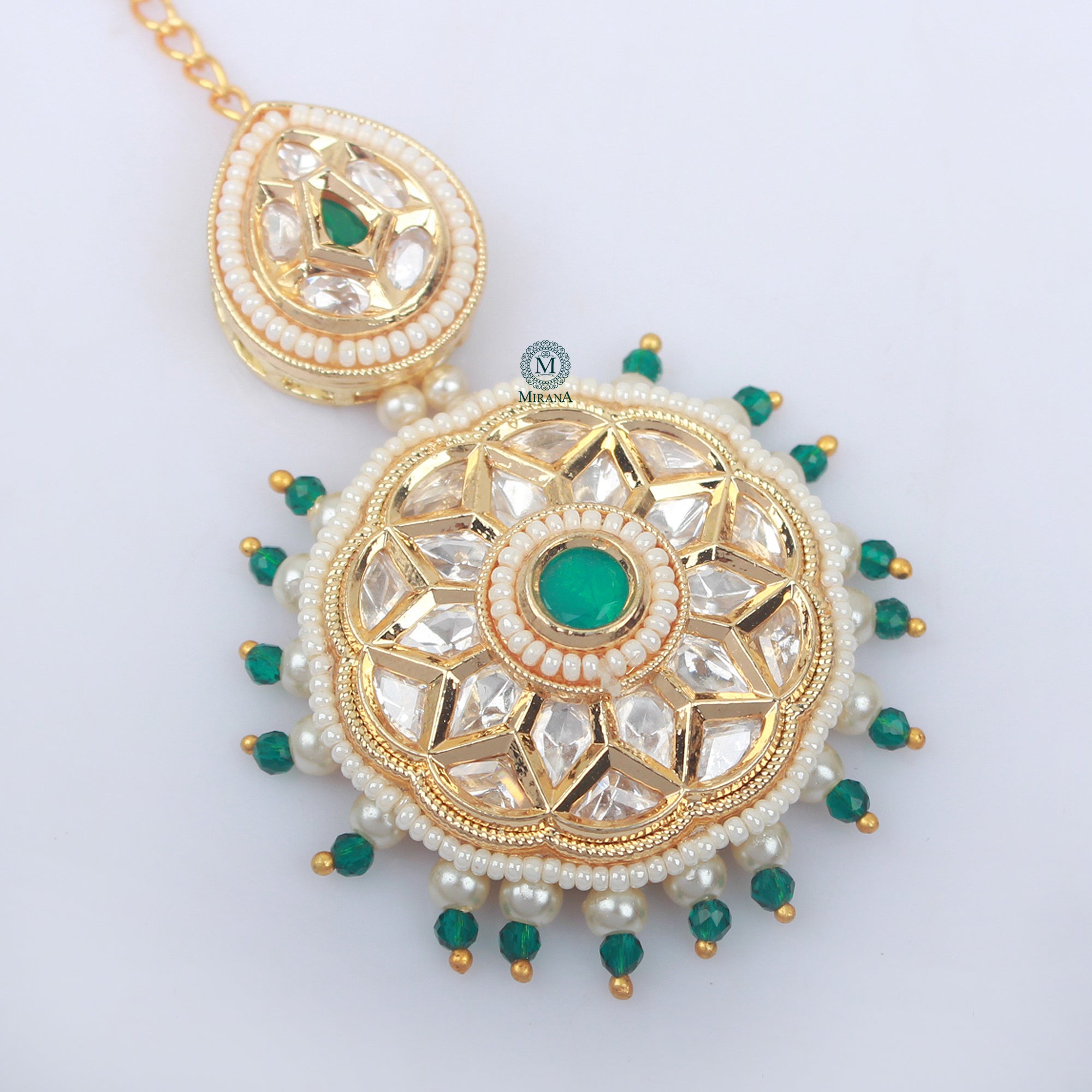 Priya Pearl Polki Designer Maangtika