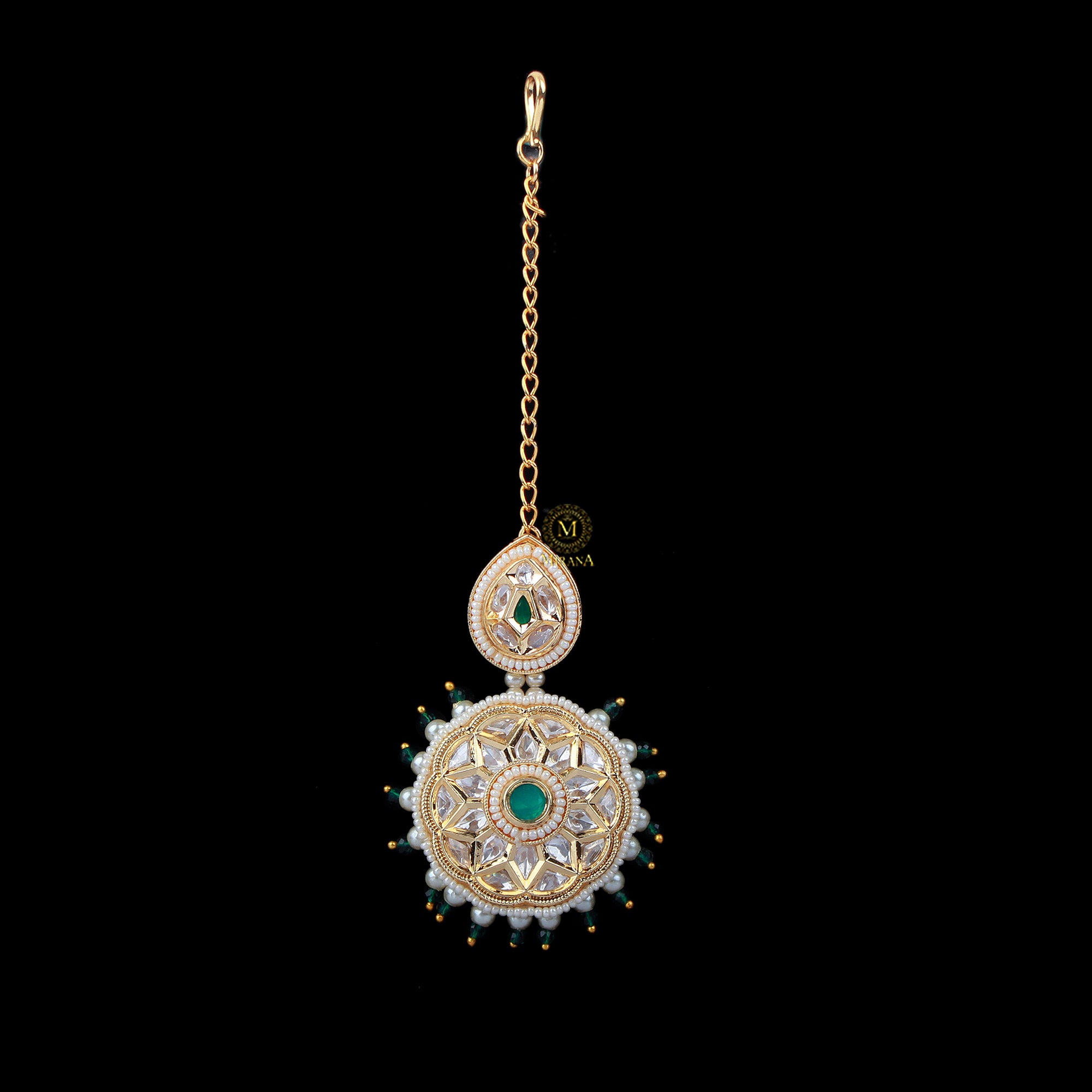 Priya Pearl Polki Designer Maangtika