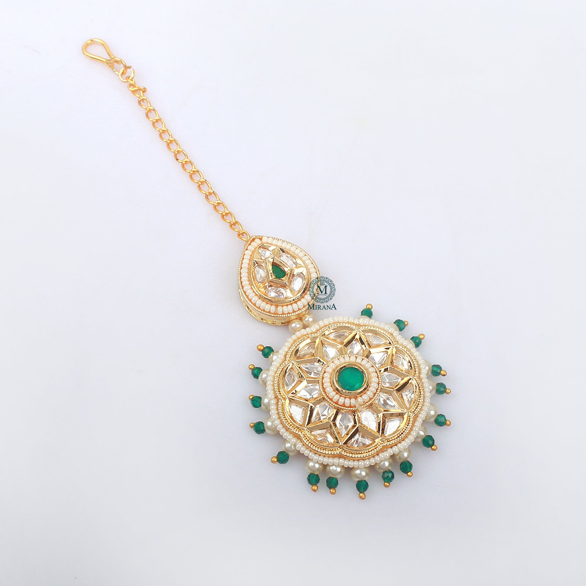 Priya Pearl Polki Designer Maangtika