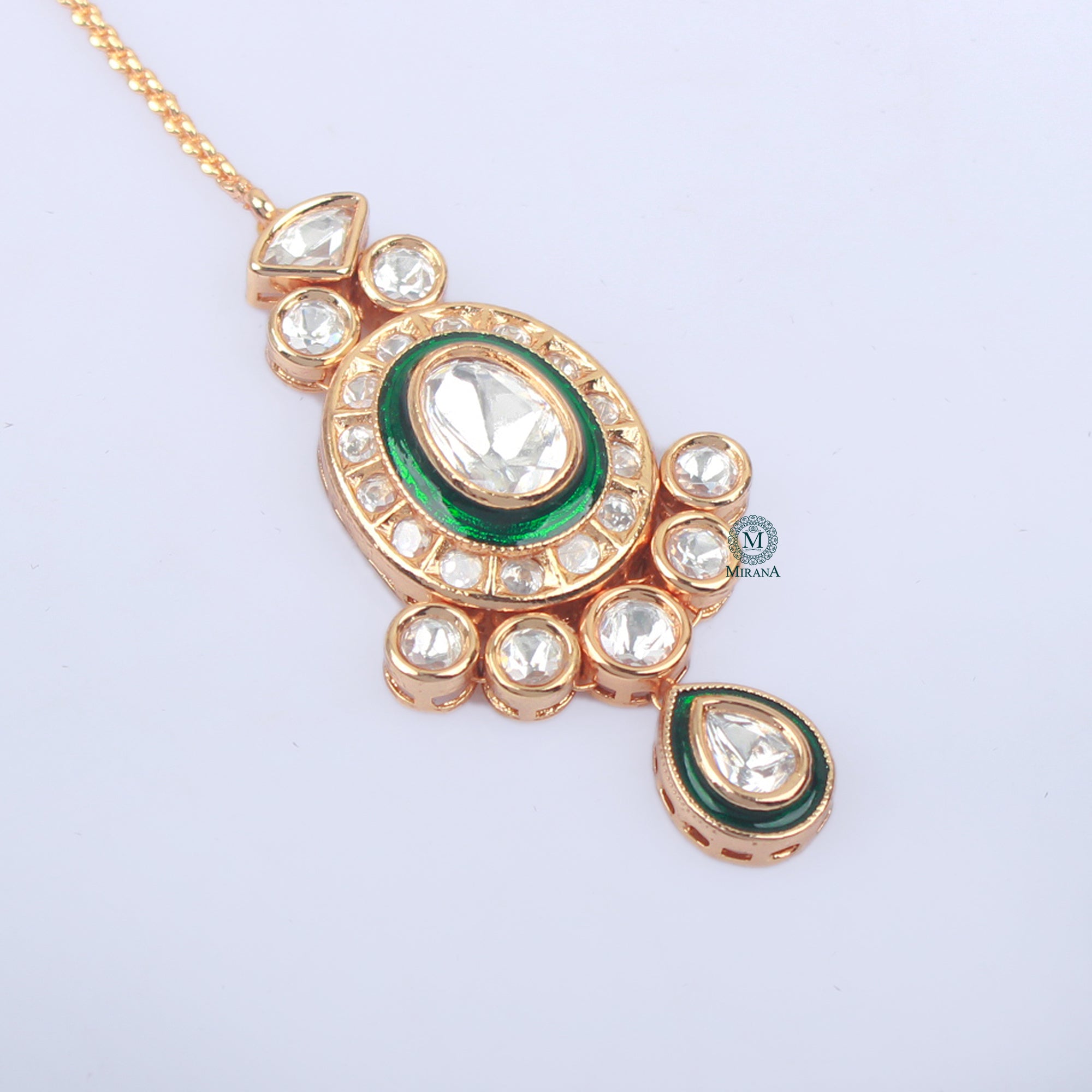 Radhika Emerald Green Polki Tika