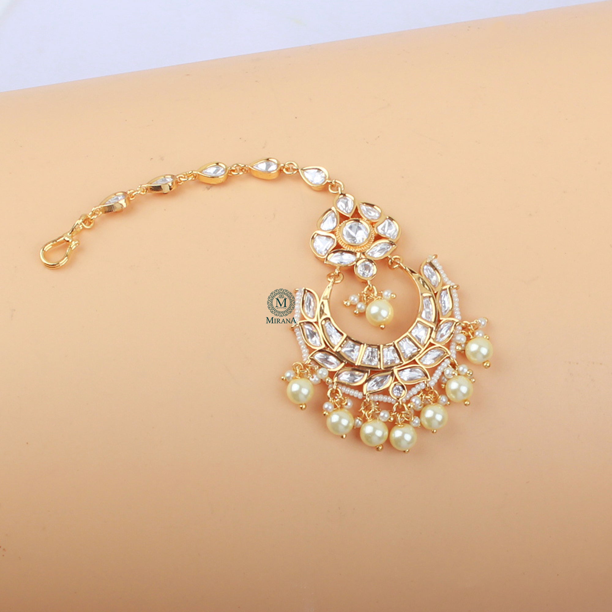 Mishti Pearl Polki Maangtika