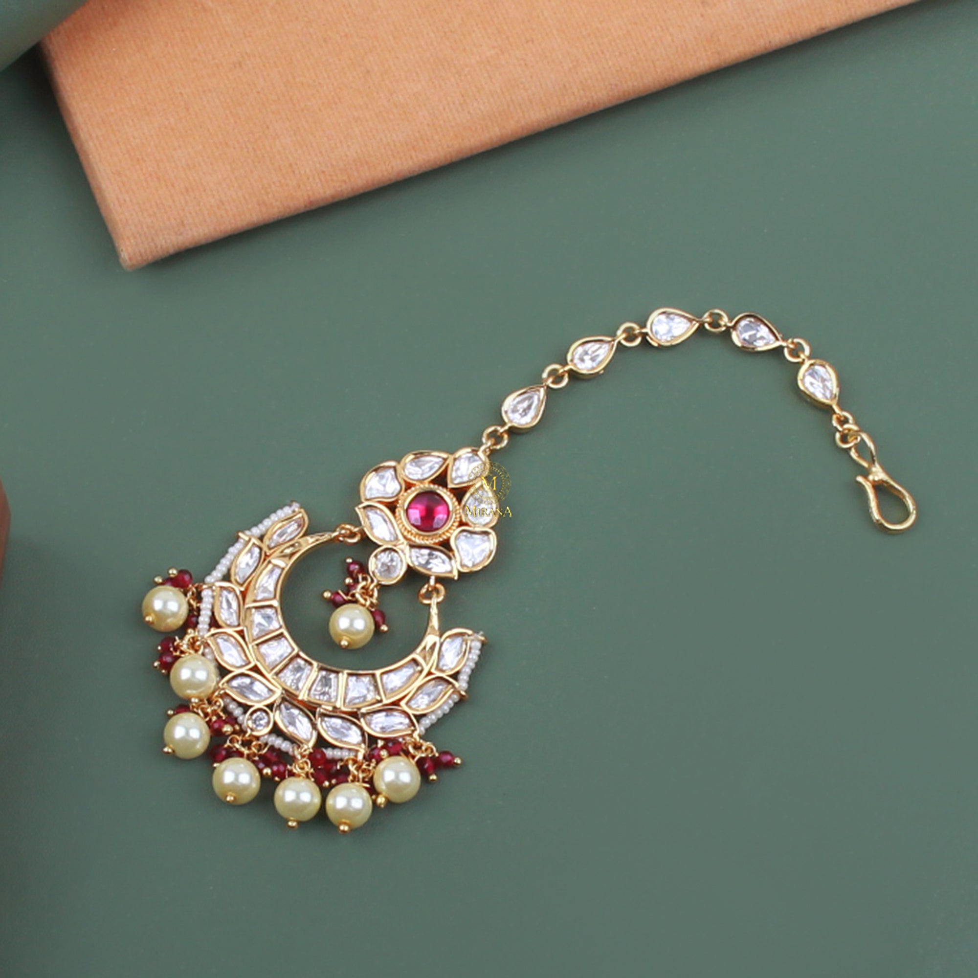Mishti Pearl Polki Maangtika