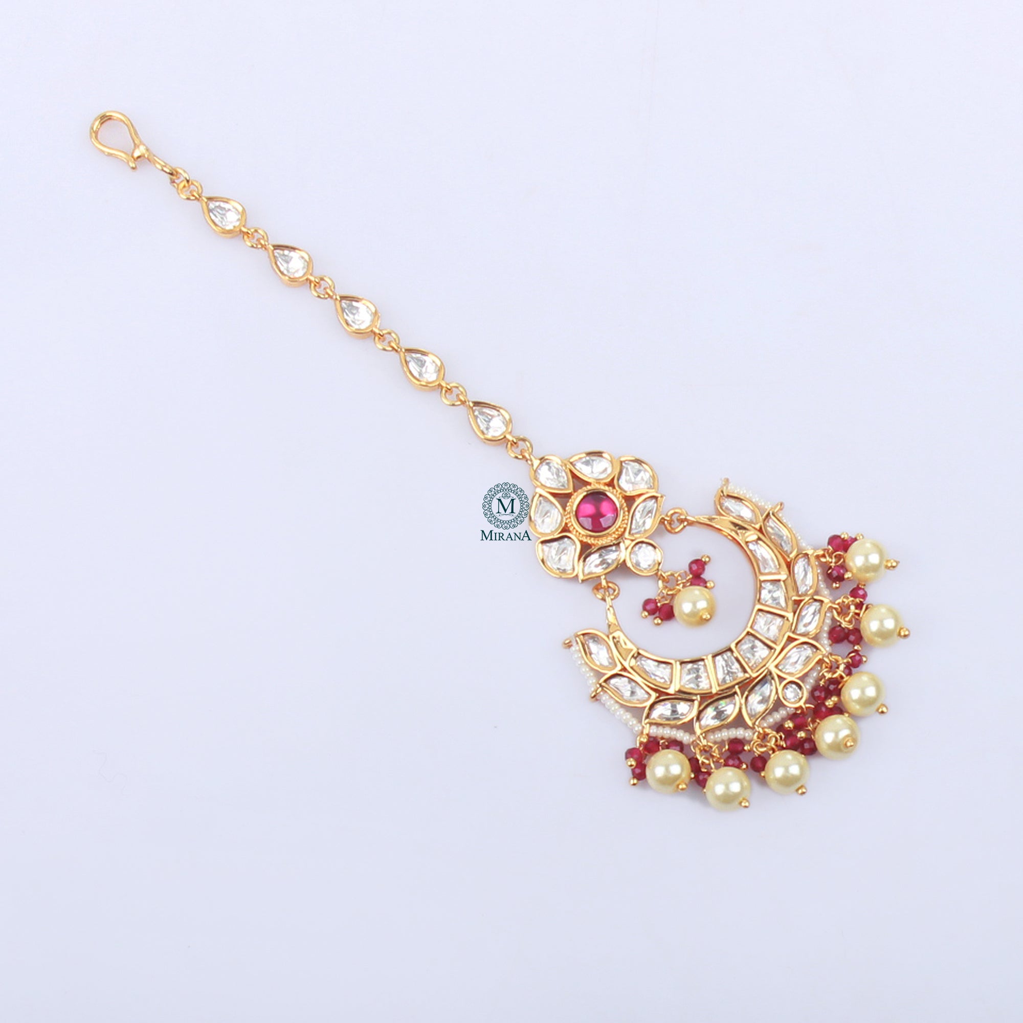 Mishti Pearl Polki Maangtika