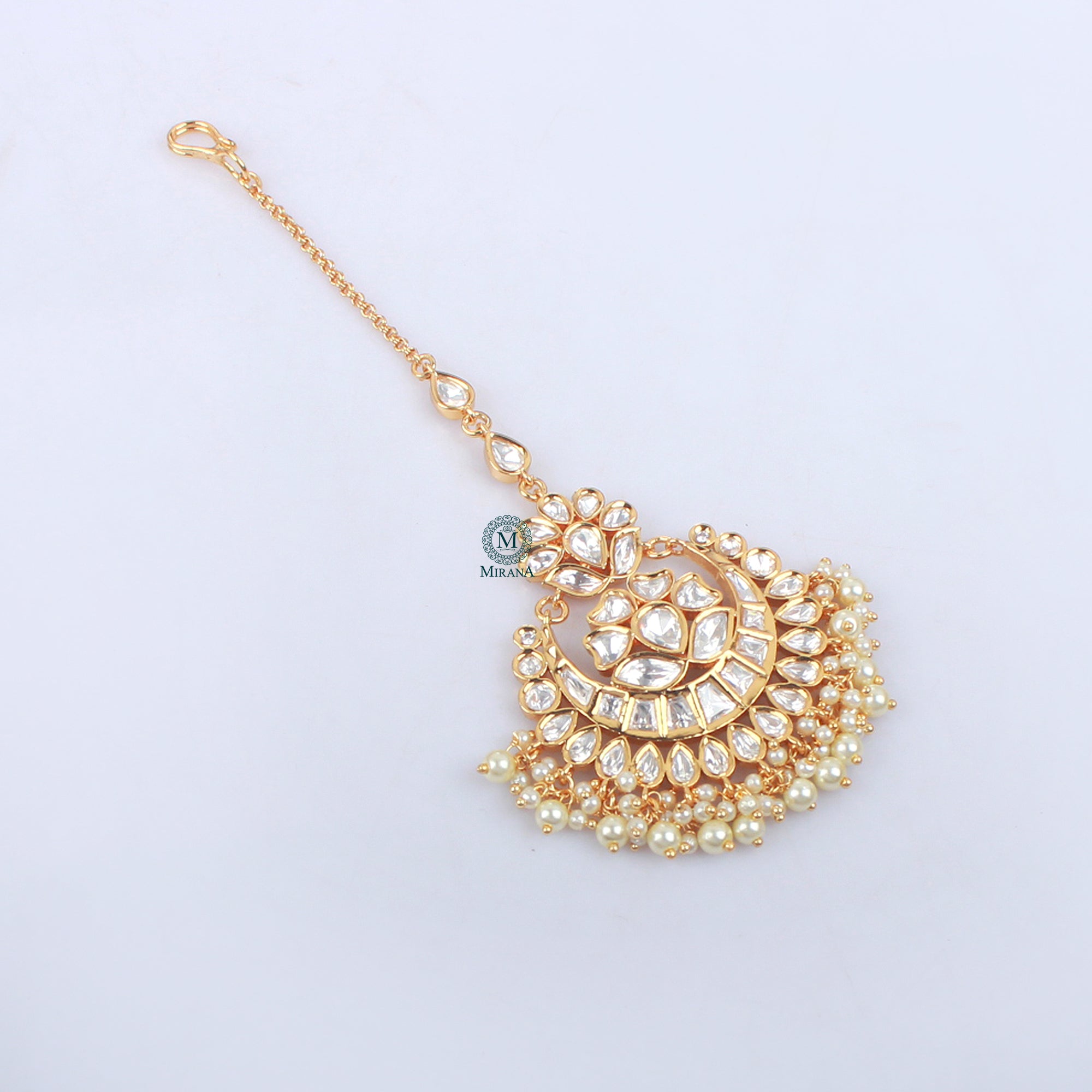 Anishi Pearl Polki Designer Maangtika