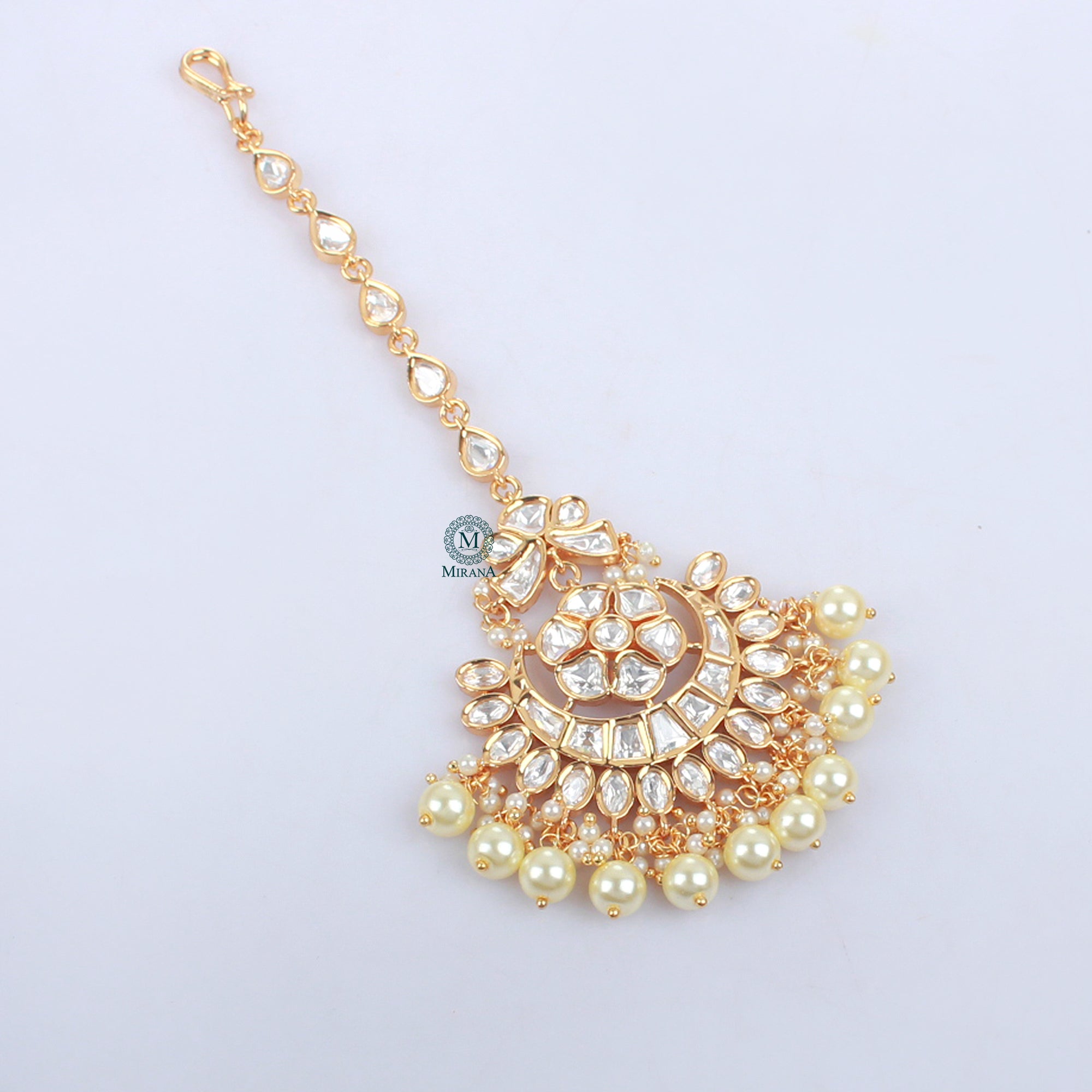 Purva Pearl Polki Designer Maangtika