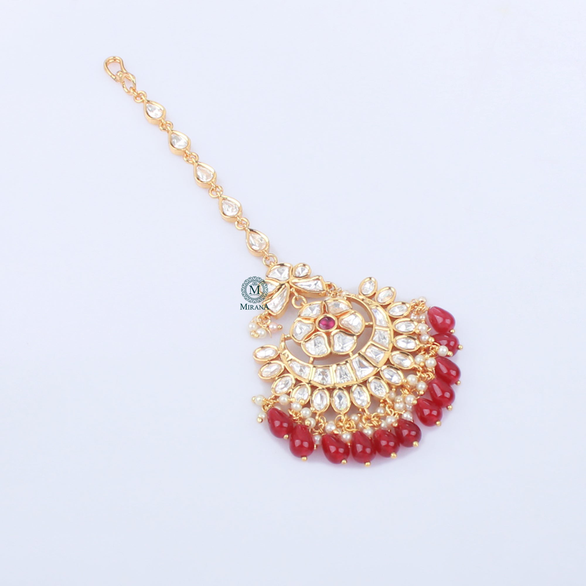 Purva Pearl Polki Designer Maangtika