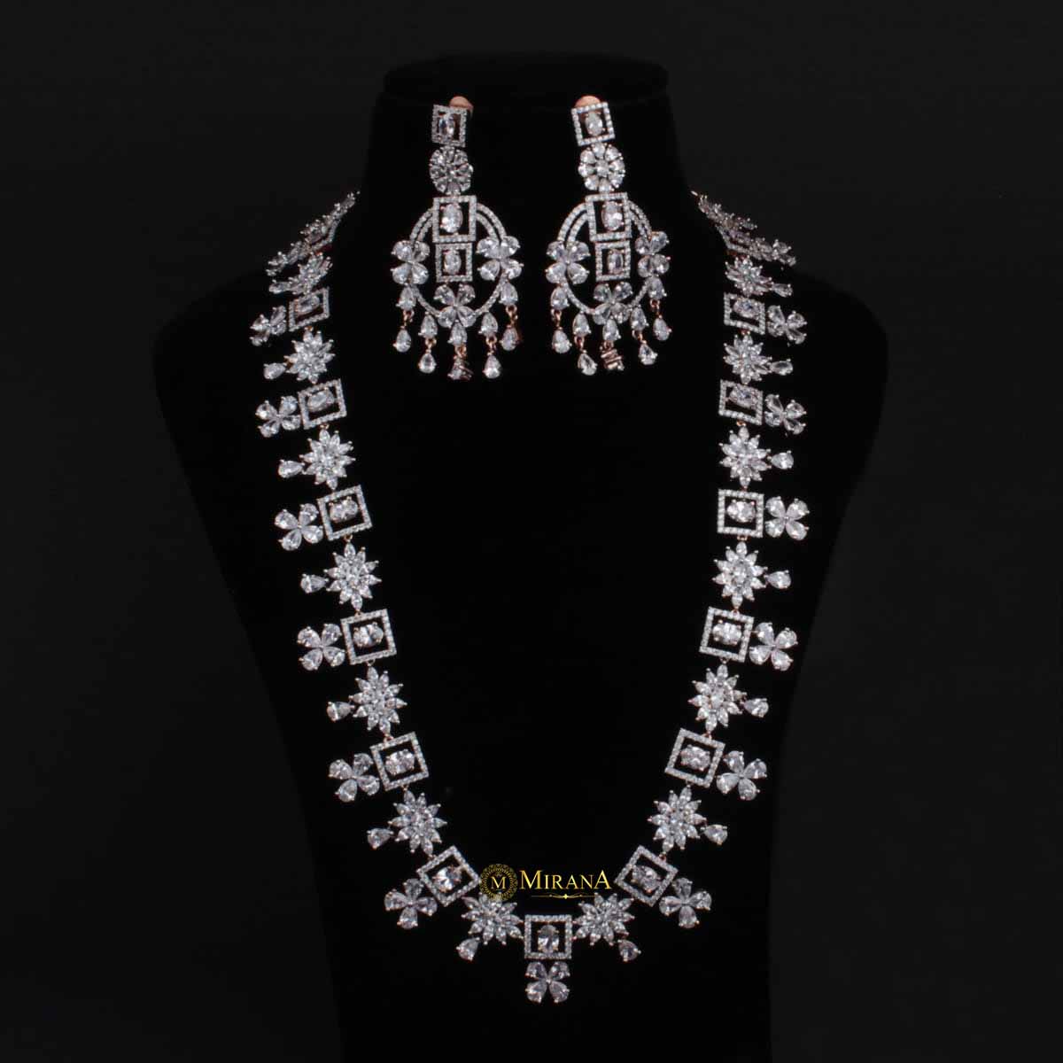 Harmony Long CZ Designer Necklace Set