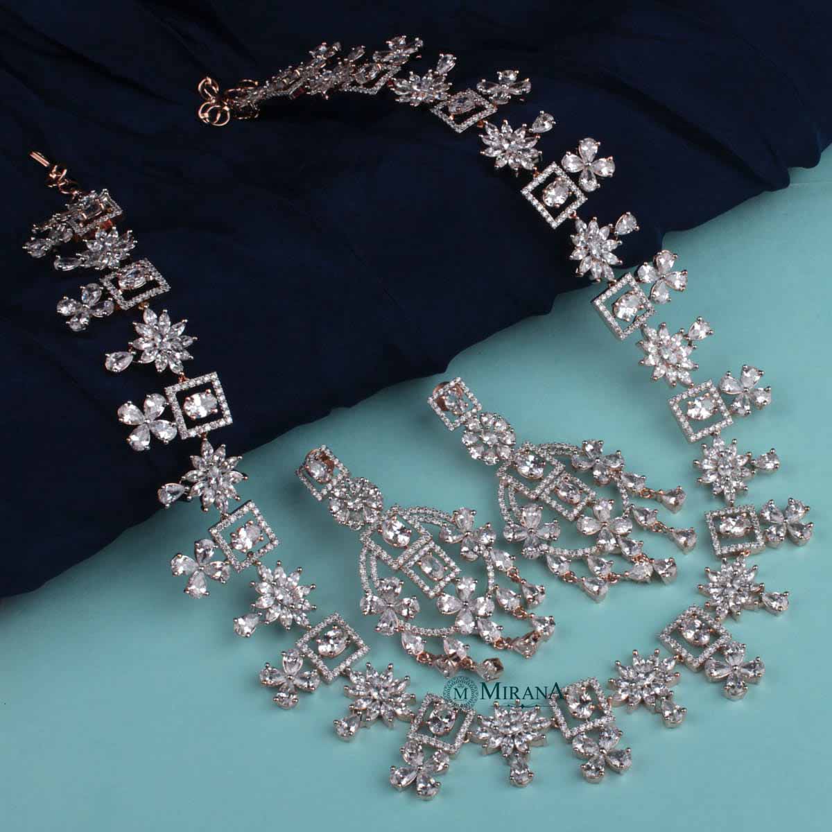 Harmony Long CZ Designer Necklace Set