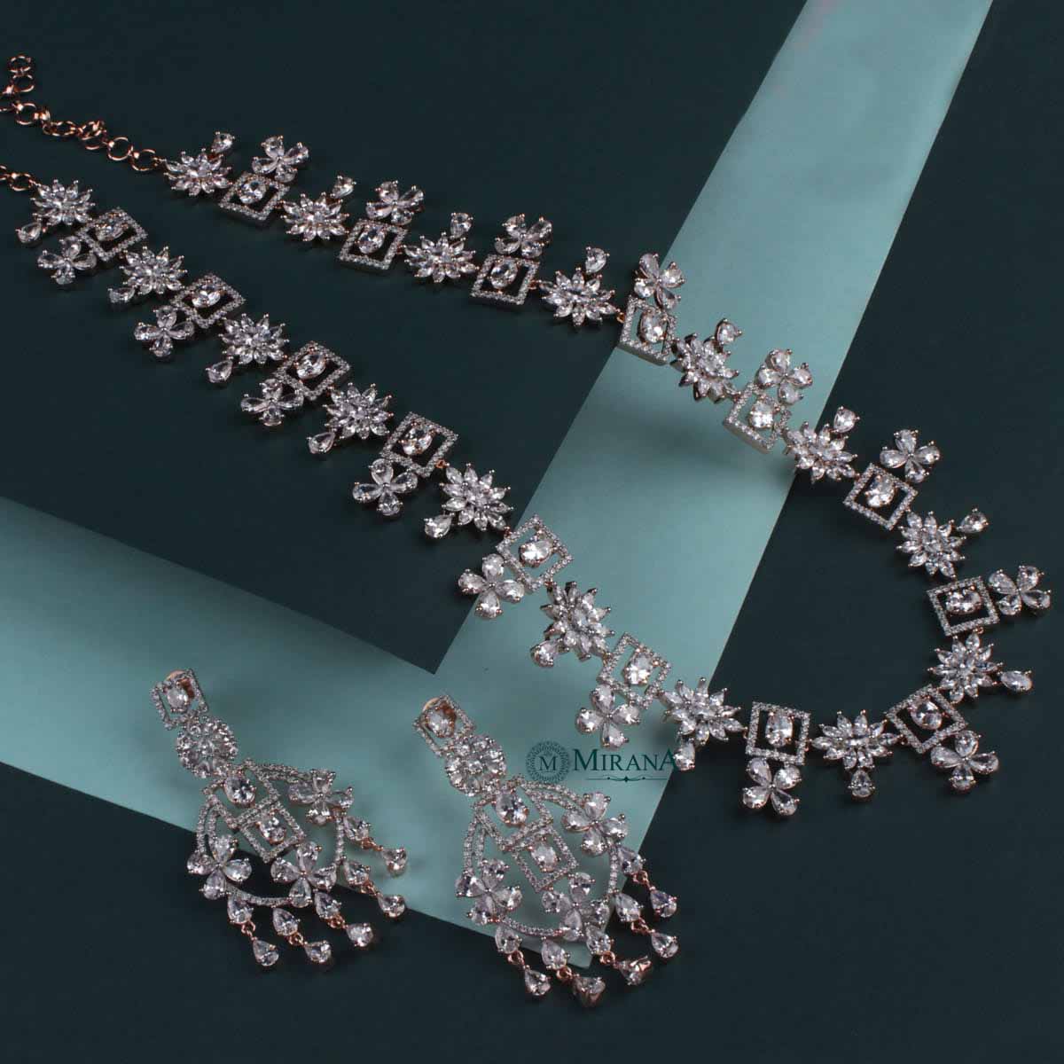 Harmony Long CZ Designer Necklace Set