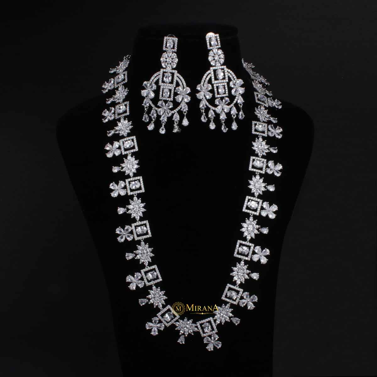 Harmony Long CZ Designer Necklace Set