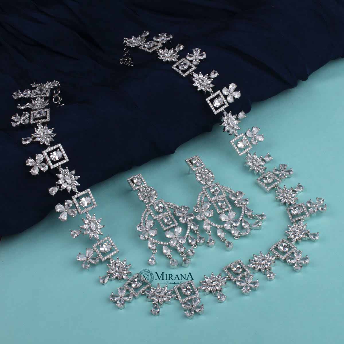 Harmony Long CZ Designer Necklace Set