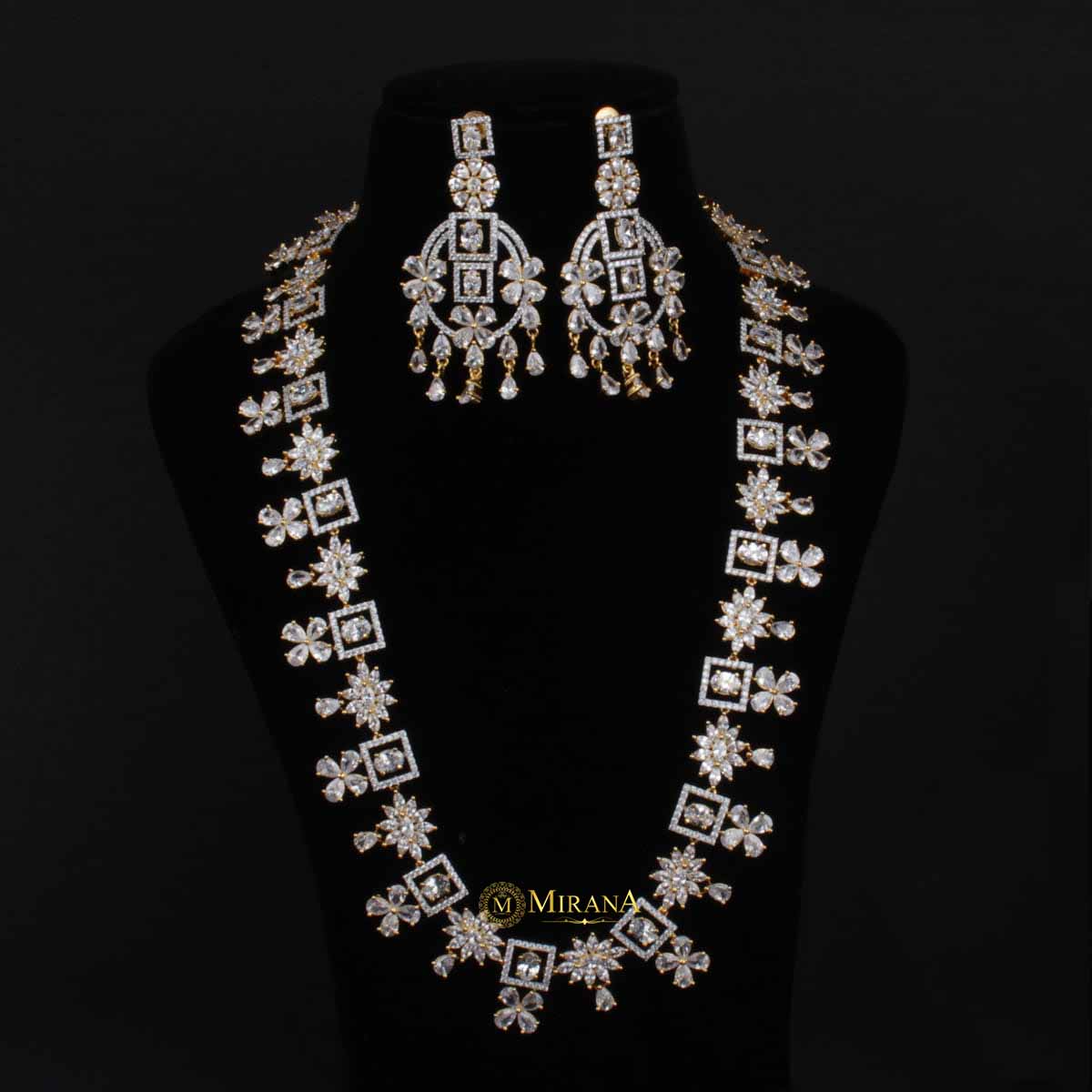 Harmony Long CZ Designer Necklace Set