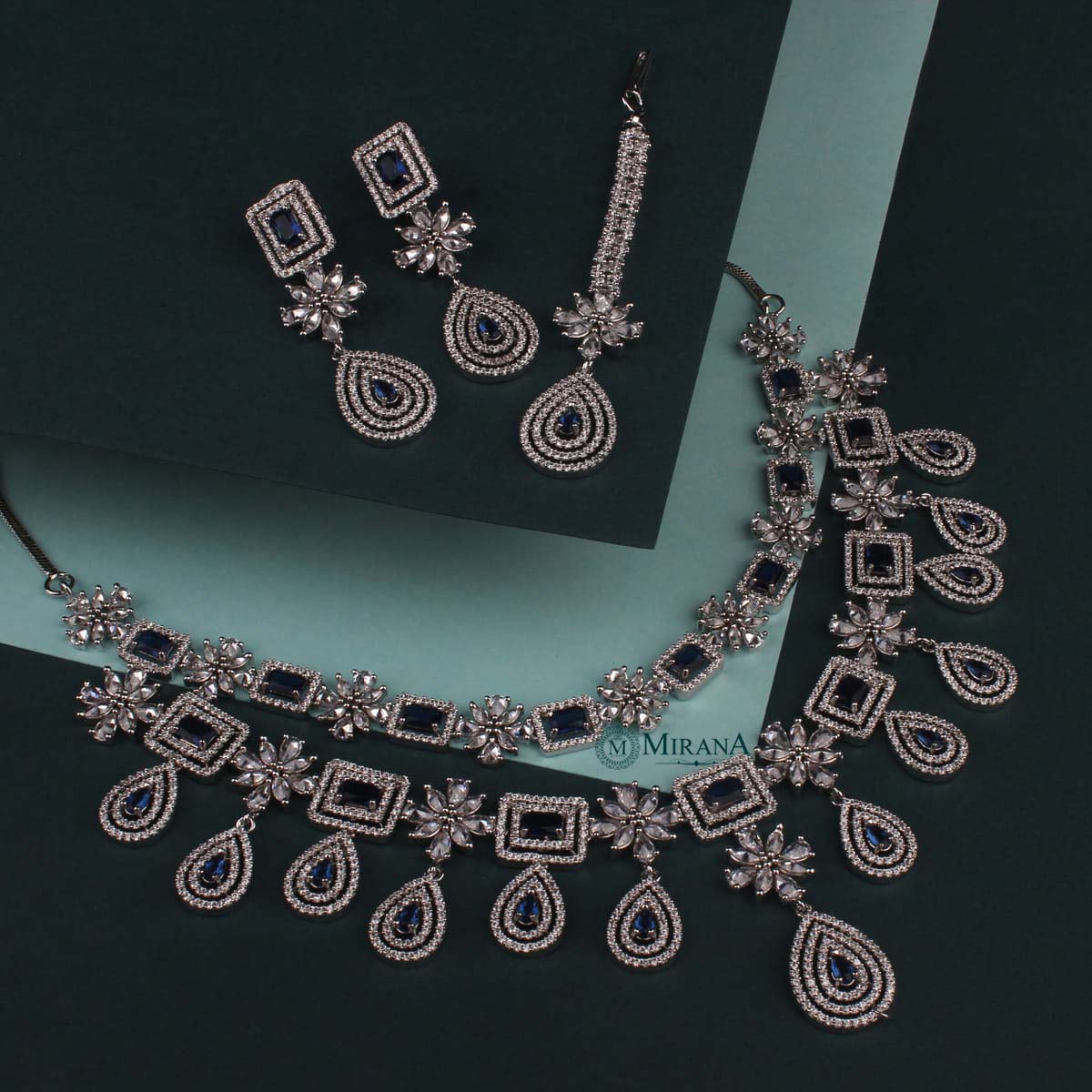 Double Layered Drop Colored Necklace Set
