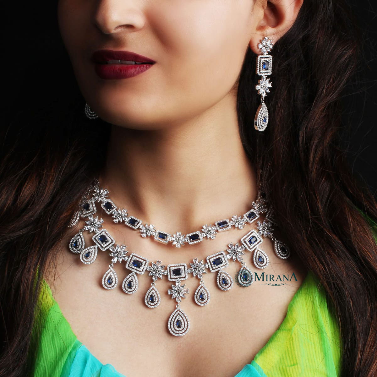 MJNK21N020-2-Double-Layered-Drop-Colored-Necklace-Set-Silver-Blue-Color-Look-6.jpg