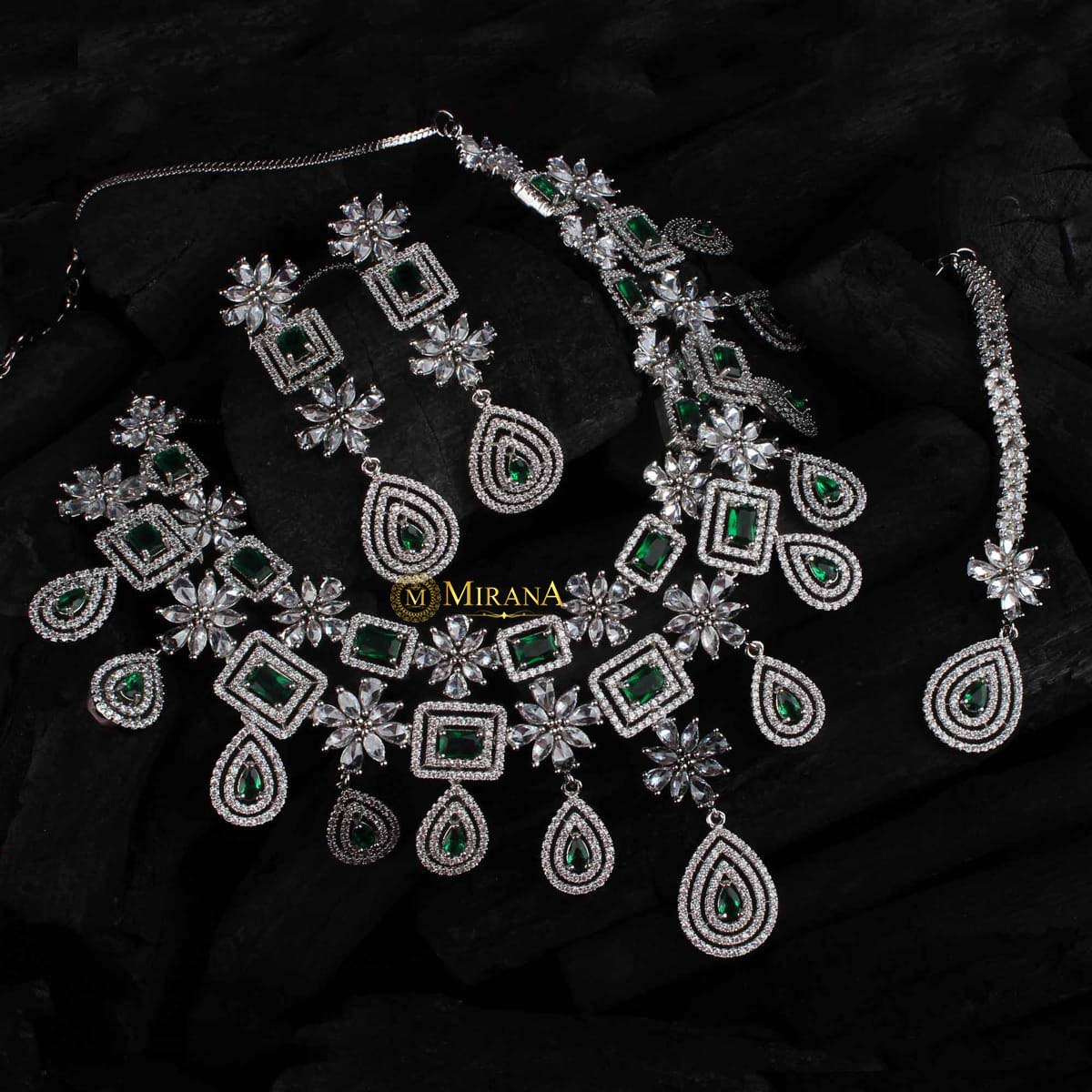 Double Layered Drop Colored Necklace Set