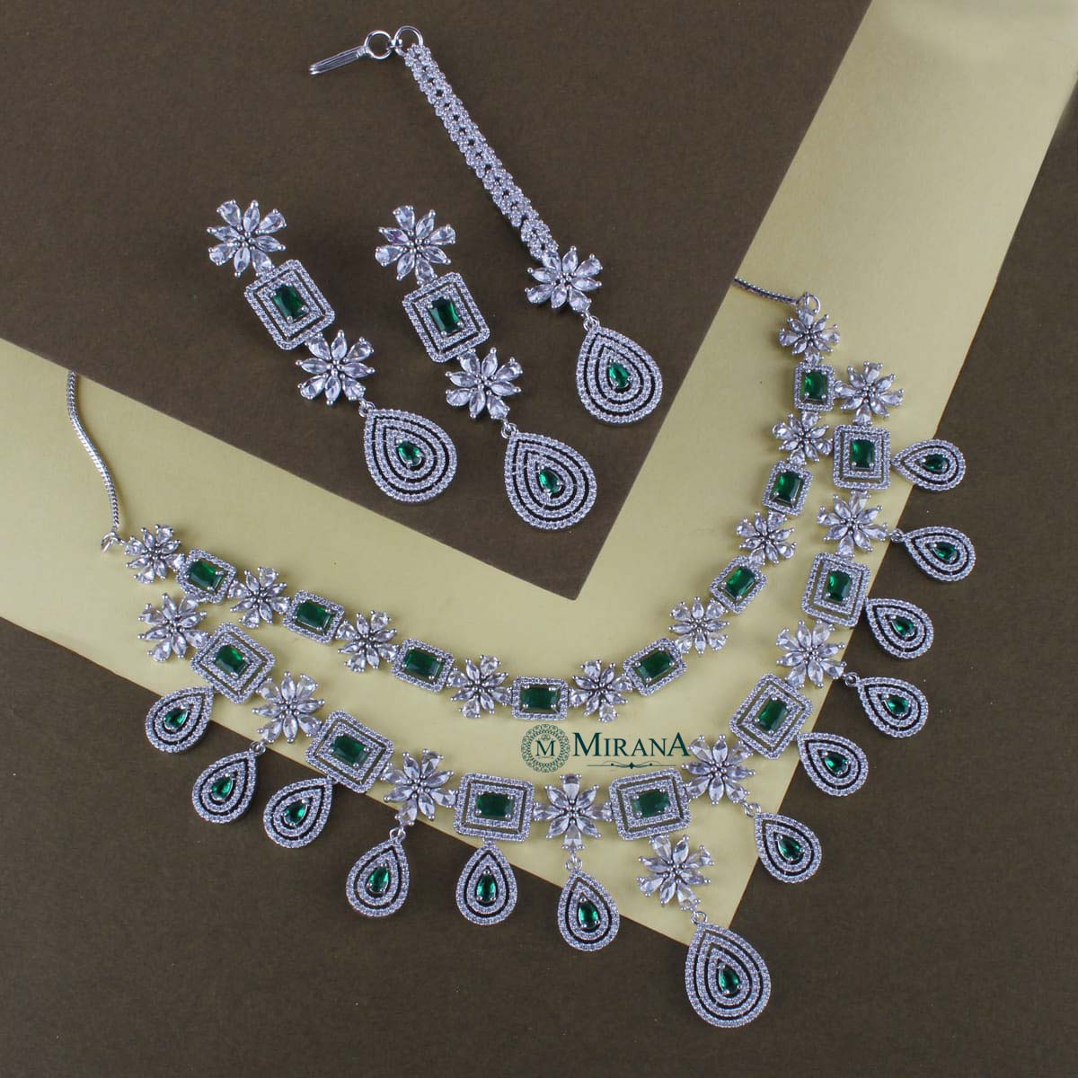 Double Layered Drop Colored Necklace Set